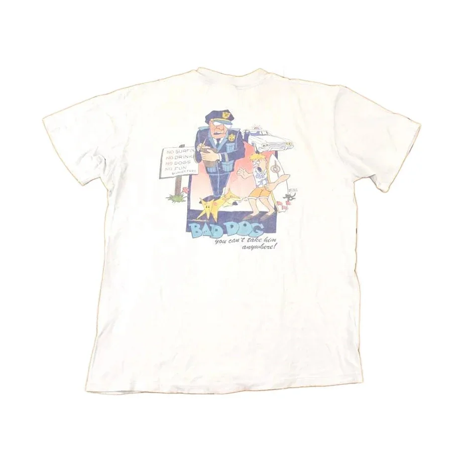 Vintage 1990s Bad Dog Surfing Souvenir Ocean T-Shirt Men's L