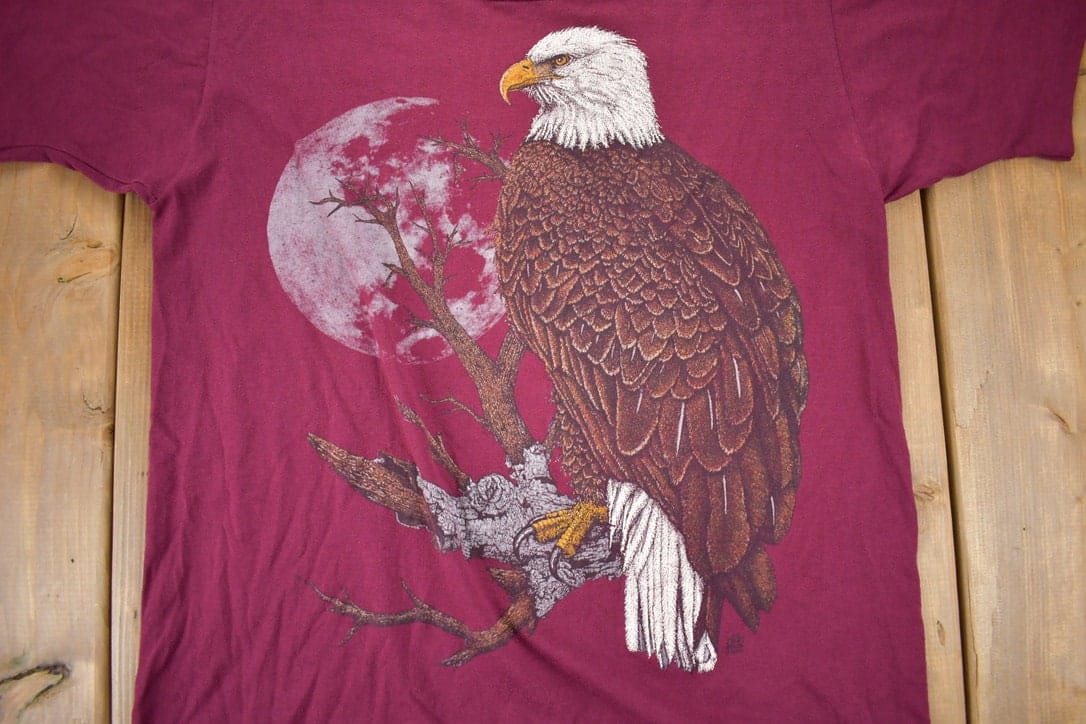 Vintage 1990s Bald Eagle Graphic T-Shirt Men's Large - Image 3