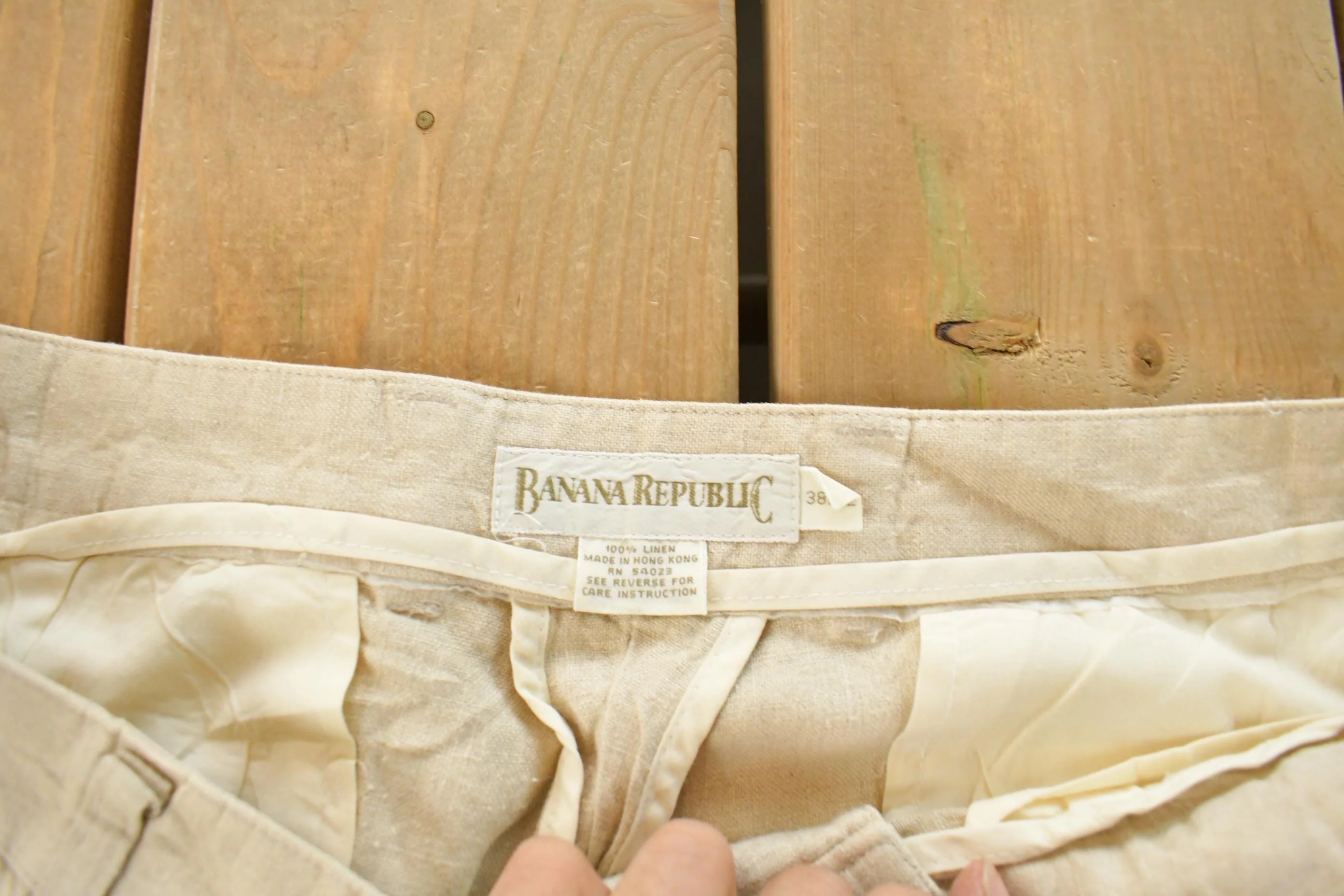 Vintage 1990s Banana Republic Linen Pleated Trousers Men's 36 x 30 - Image 5