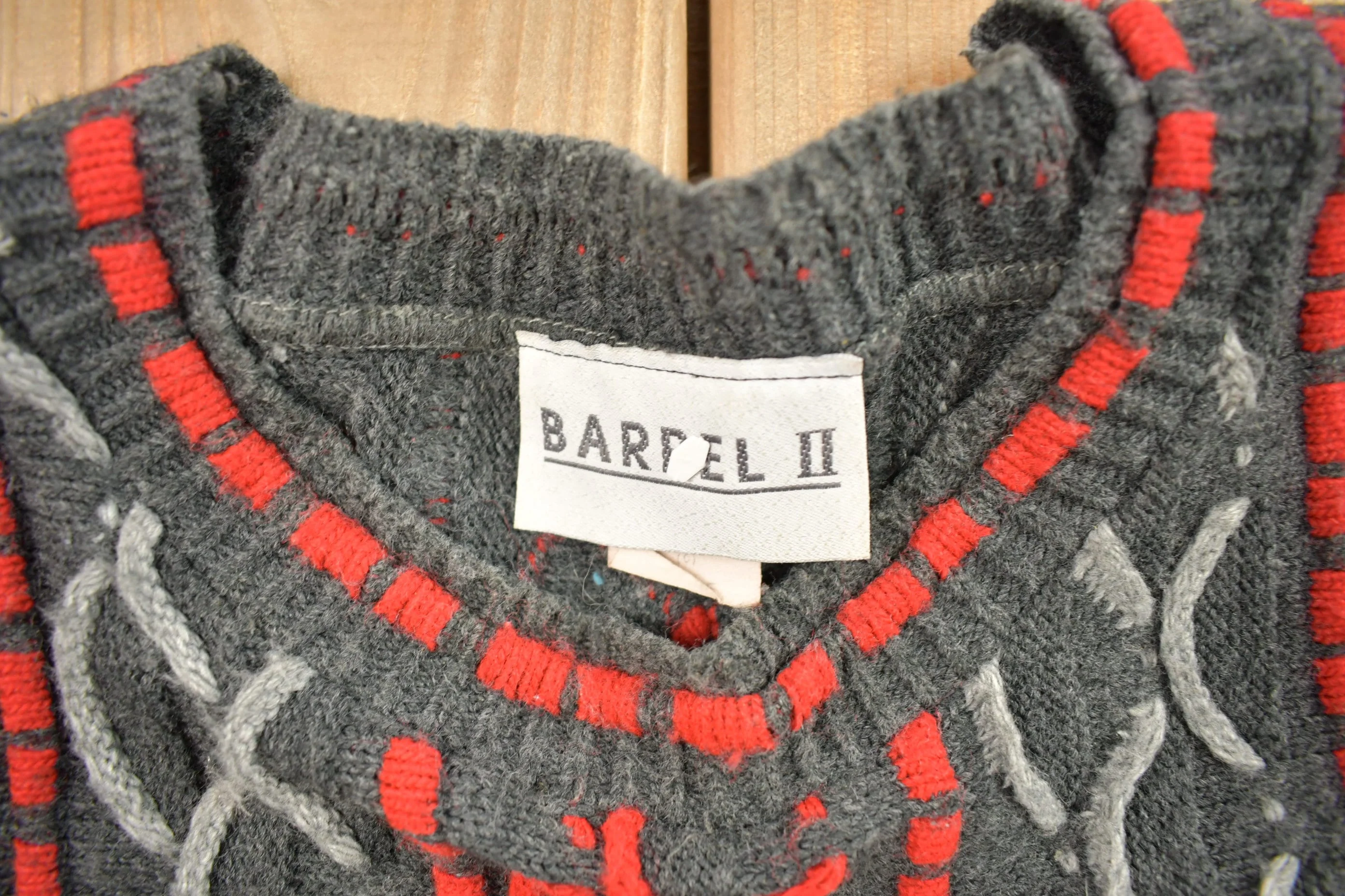 Vintage 1990s Barrel Made In USA Knitted Cable Knit SweaterMen's Medium - Image 4