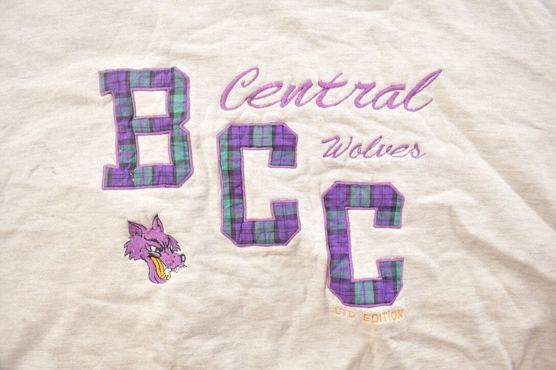 Vintage 1990s Bay City Central Wolves Collegiate Crewneck Men's 2XL - Image 3
