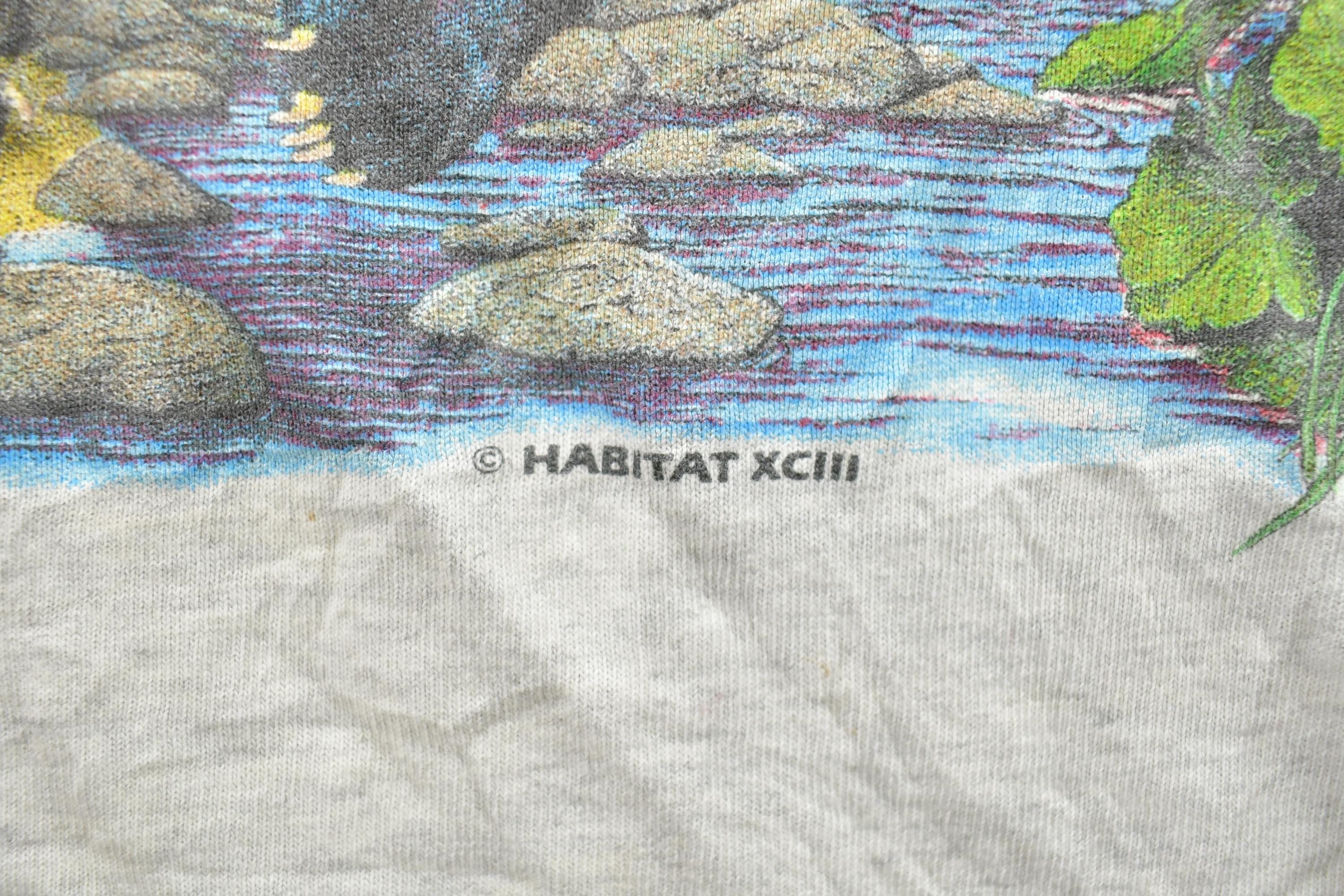 Vintage 1990s Bear And Bluejay Theme Habitat Graphic T-Shirt Men's L - Image 5