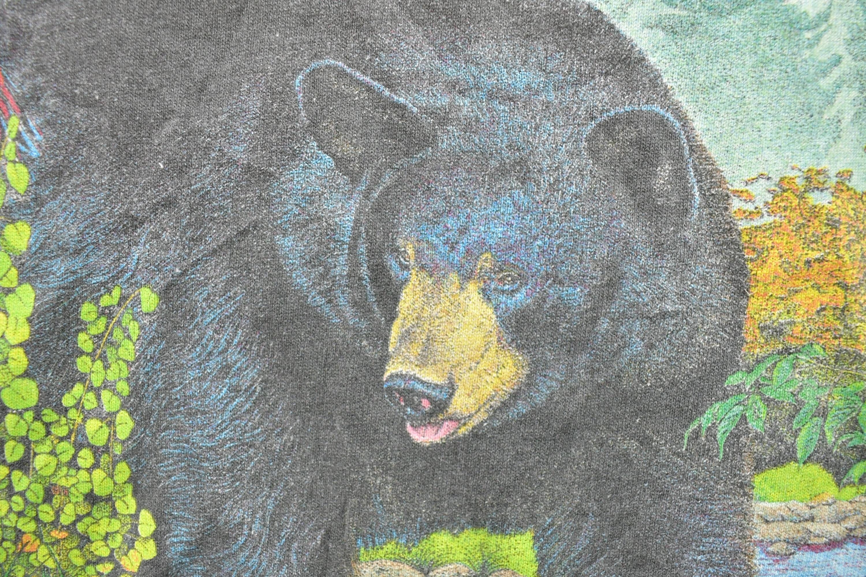 Vintage 1990s Bear And Bluejay Theme Habitat Graphic T-Shirt Men's L - Image 6