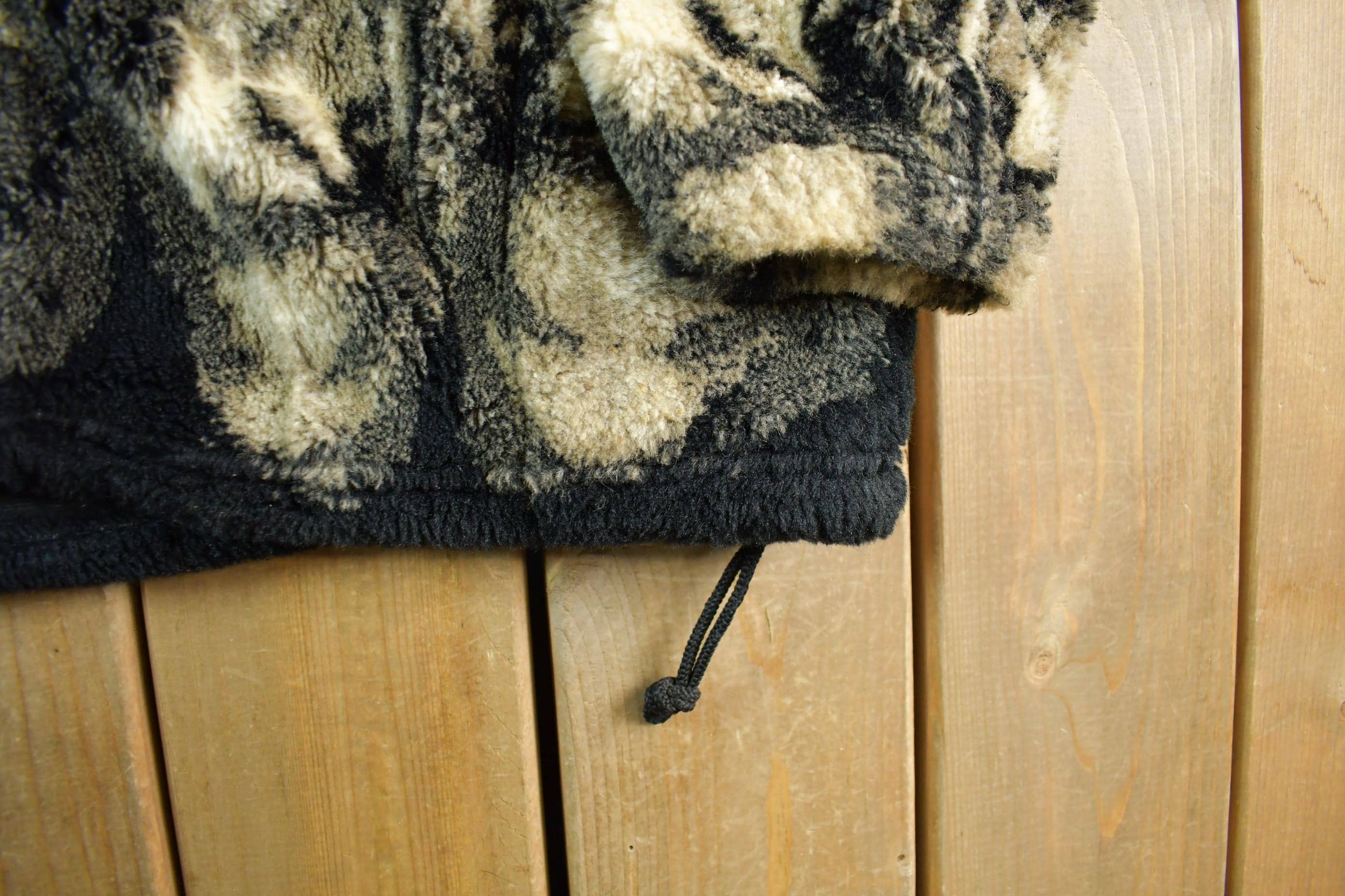 Vintage 1990s Bear Ridge Winter Wolf Theme Full Zip Fleece Sweater Jacket Men's XL - Image 4