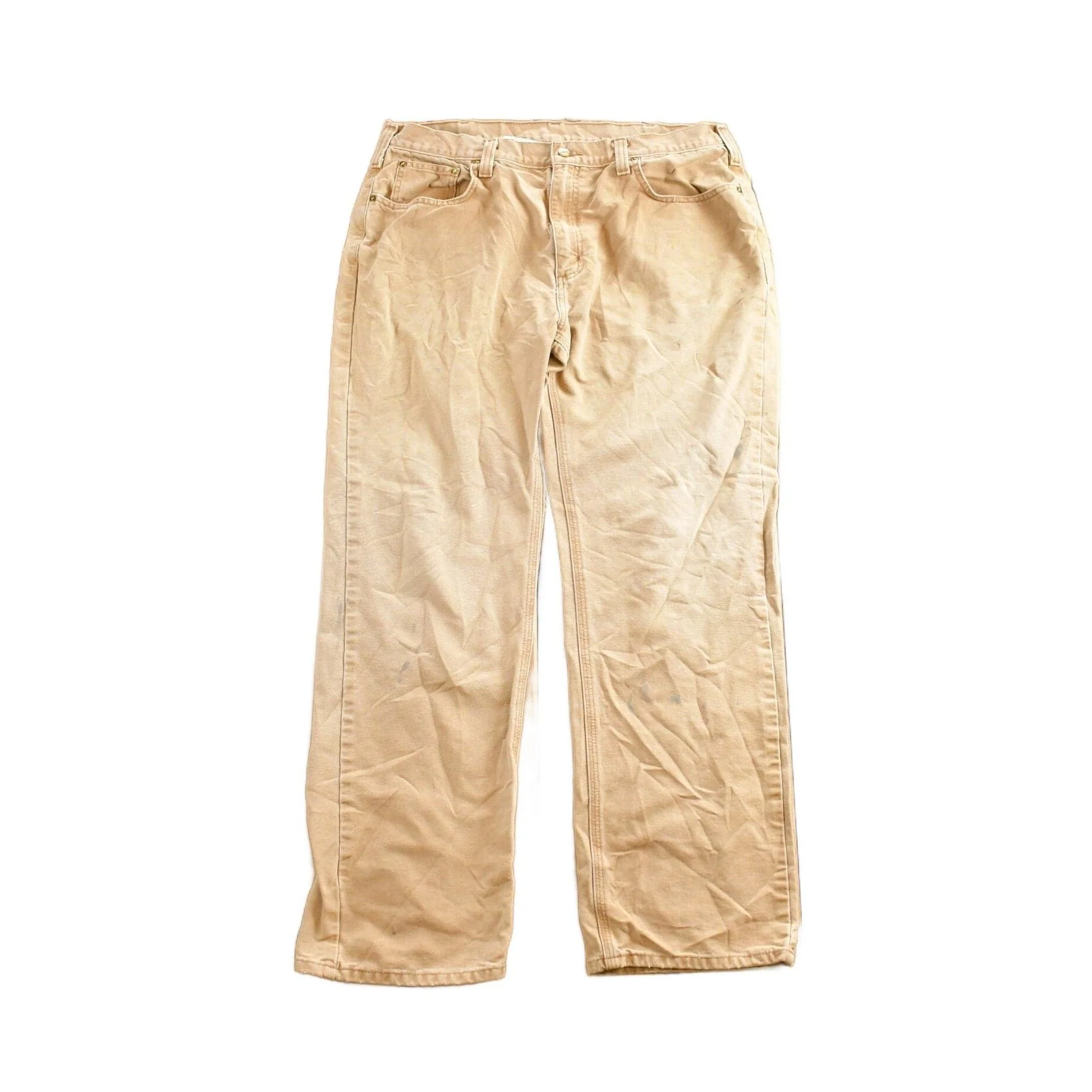 Vintage 1990s Beige Carhartt Work Pants Men's 38 x 32 - Image 2