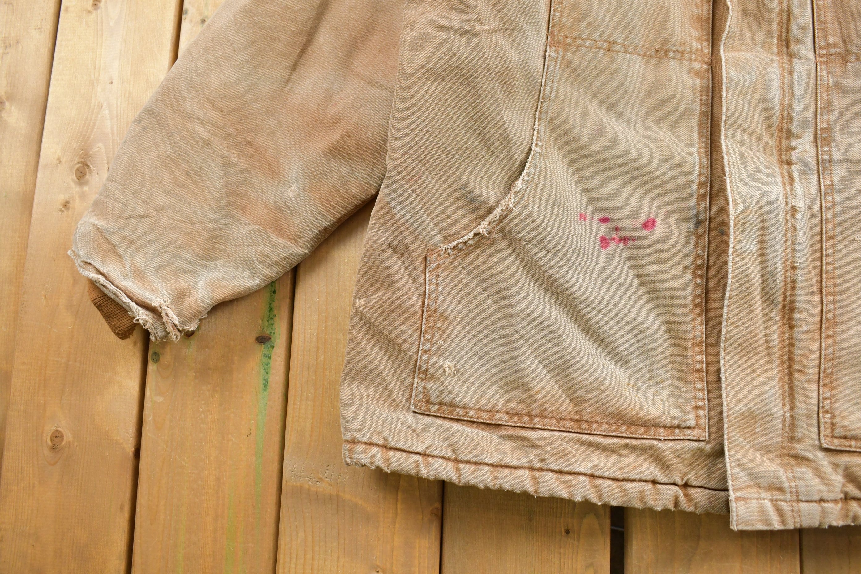 Vintage 1990s Beige Quilt Lined Carhartt Traditional Jacket Men's XL - Image 4