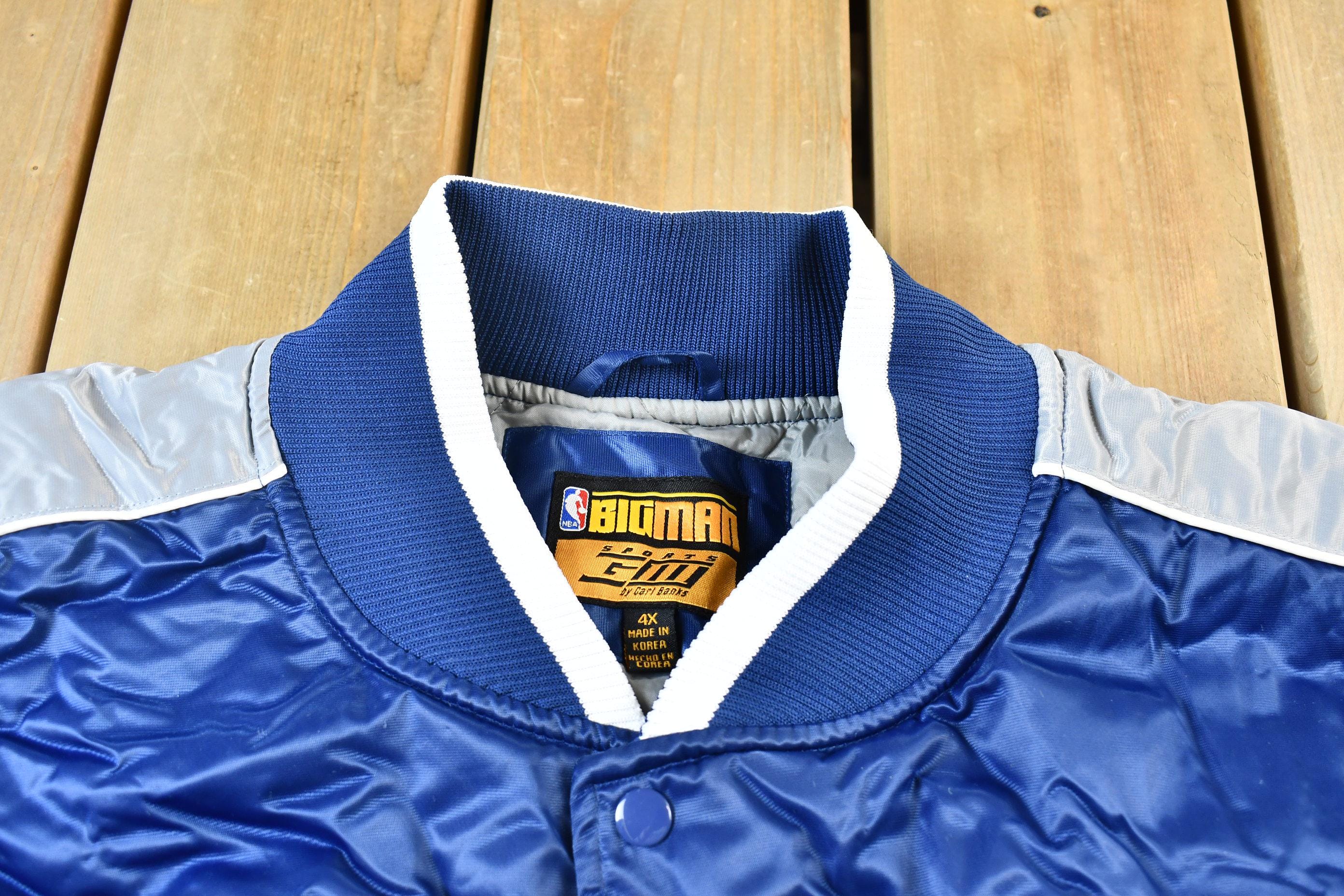 Vintage 1990s Bigman Sports New Jersey Nets NBA Basketball Embroidered Snap Button Satin Bomber Jacket Men's 4XL - Image 3