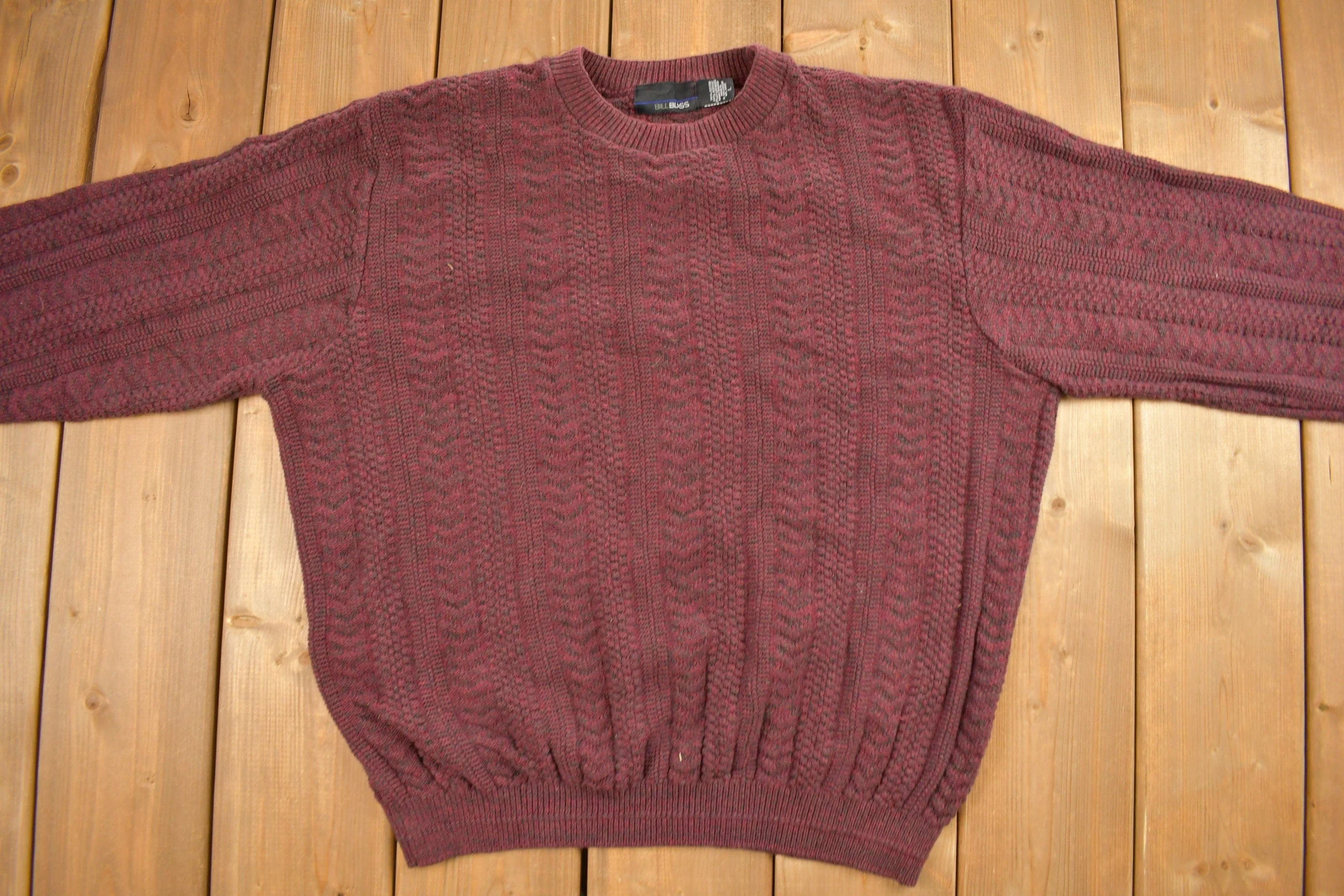 Vintage 1990s Bill Blass Knitted Striped Crewneck Sweater Men's Large - Image 3