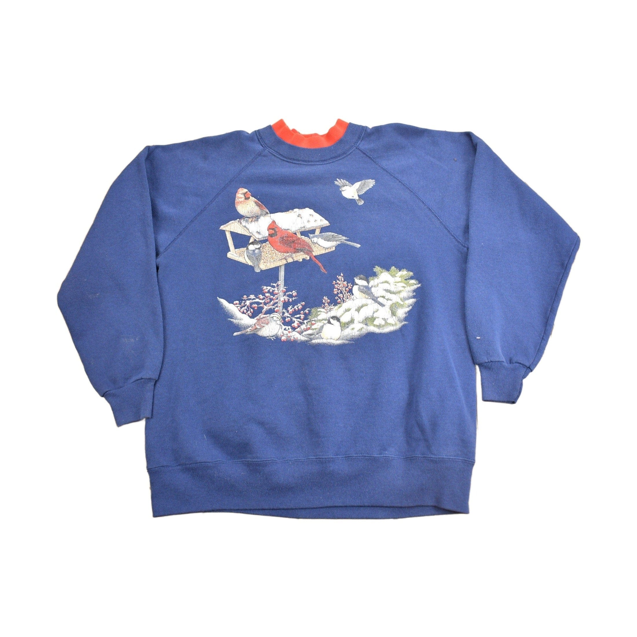 Vintage 1990s Bird Graphic Double Collar Crewneck Men's Medium
