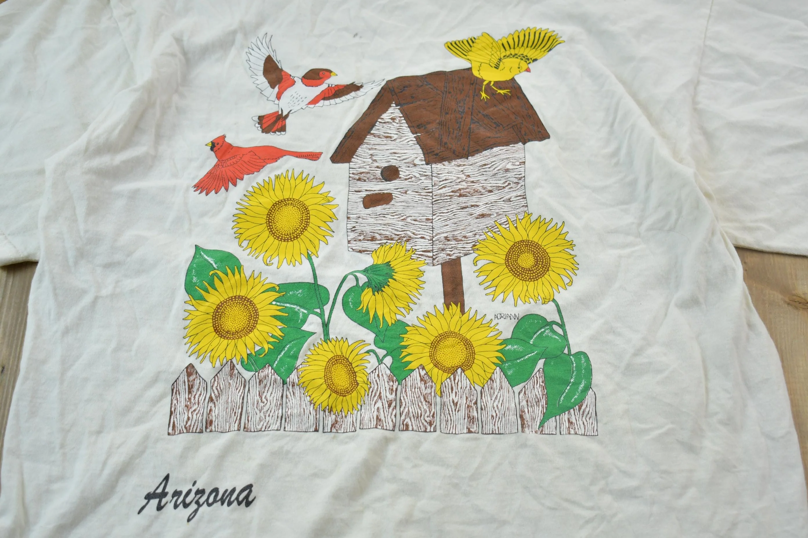 Vintage 1990s Bird House Graphic T-Shirt Men's Medium - Image 4