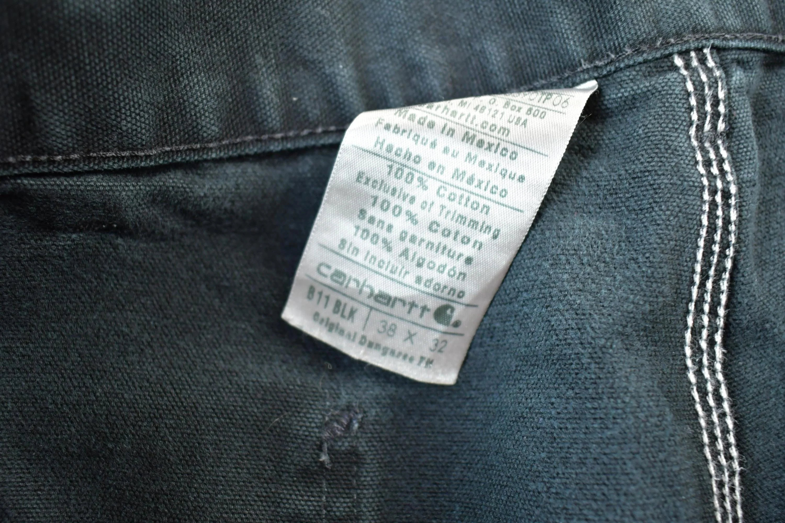 Vintage 1990s Black Carhartt Denim Work Jeans Men's 38 x 32 - Image 3