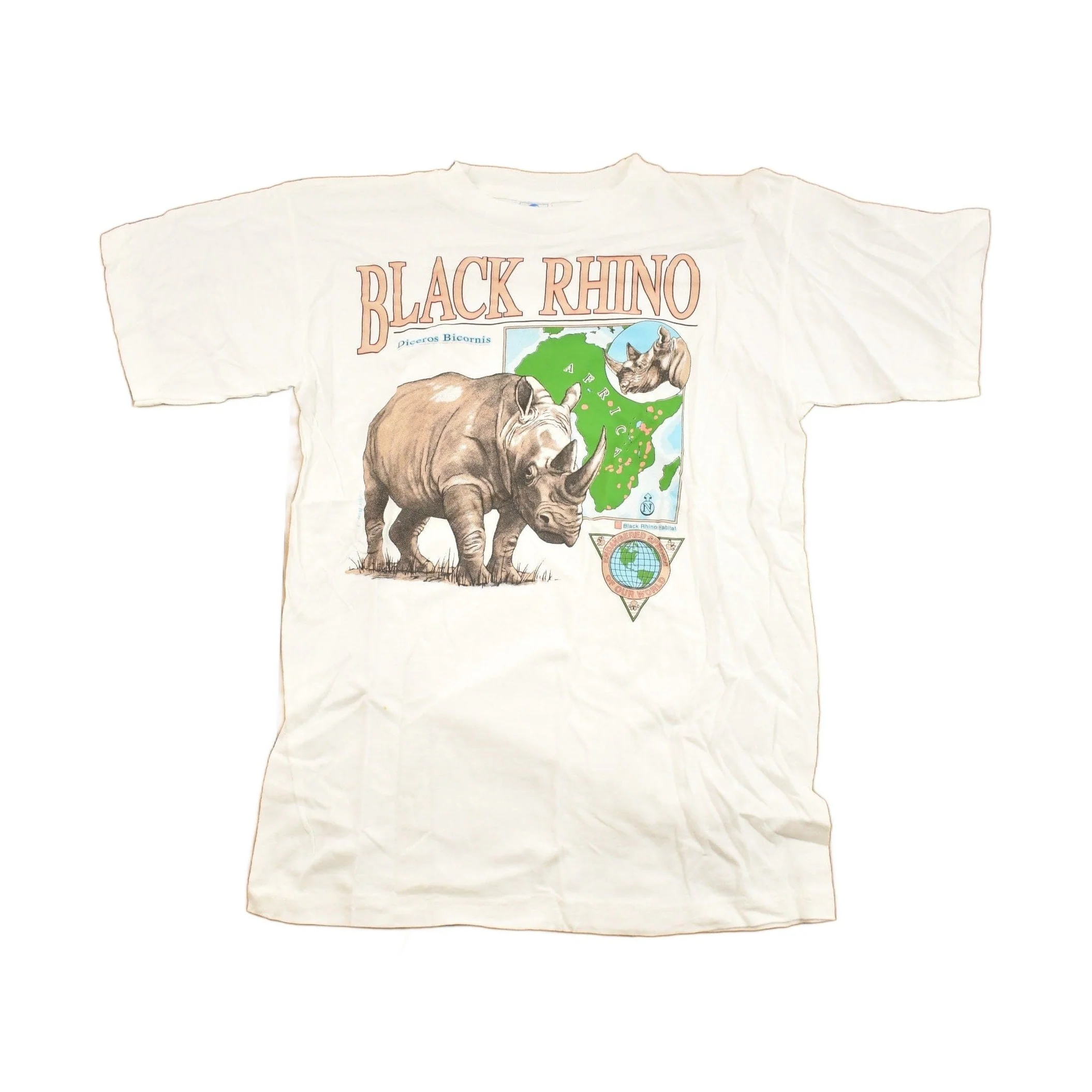 Vintage 1990s Black Rhino Graphic T-Shirt Men's Small