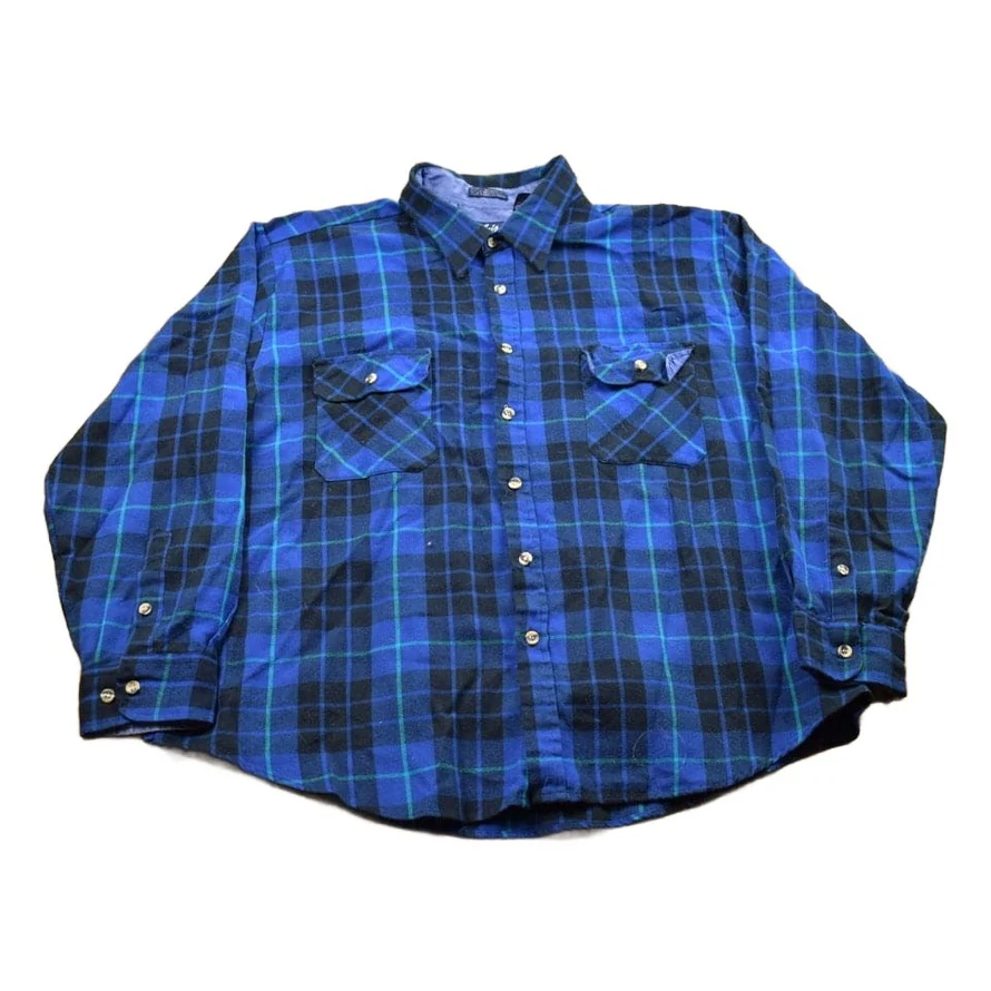 Vintage 1990s Blair Plaid Flannel Button Up Shirt Men's 2XL