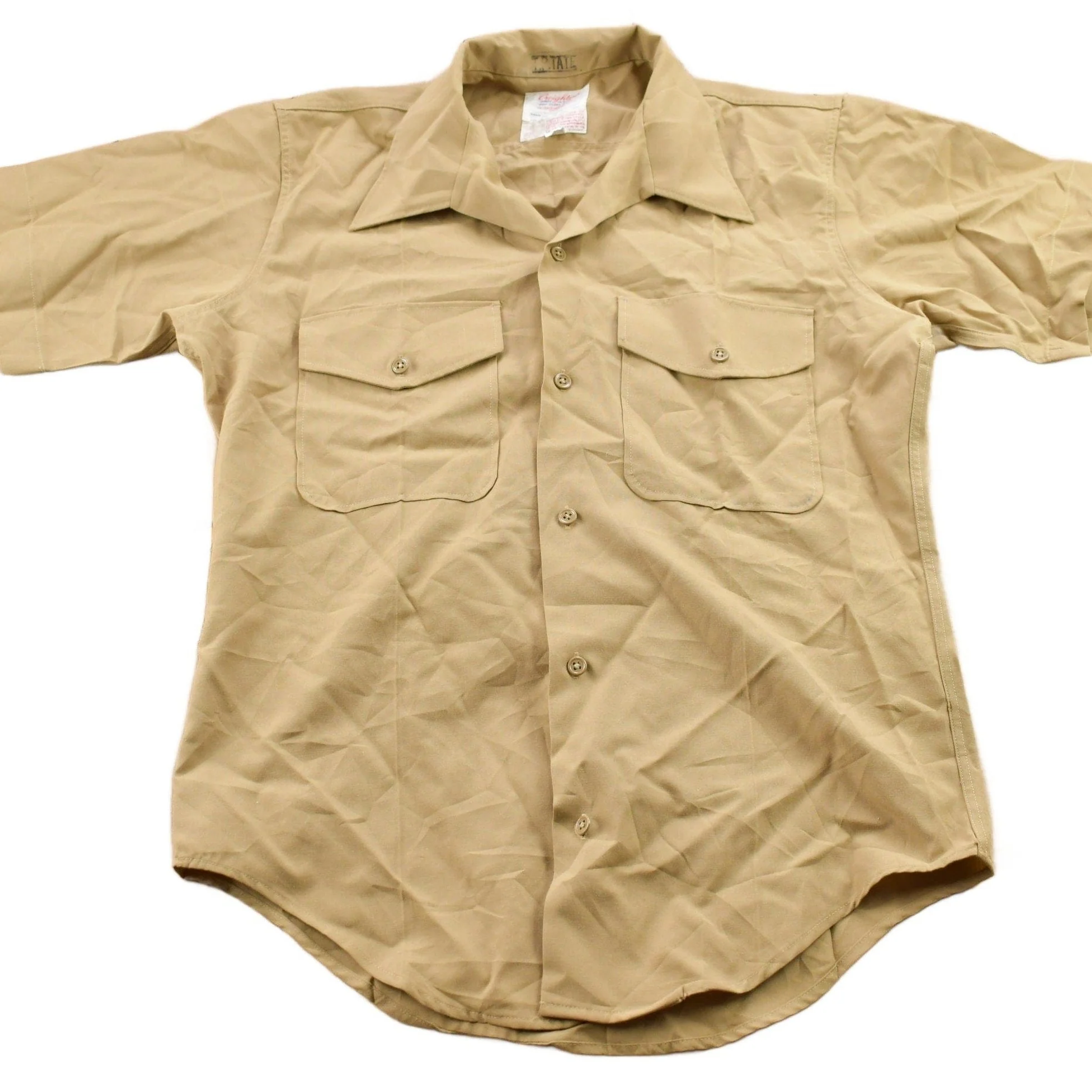 Vintage 1990s Blank Beige U.S.M.C. Military Button Up Shirt Men's MMen's Medium