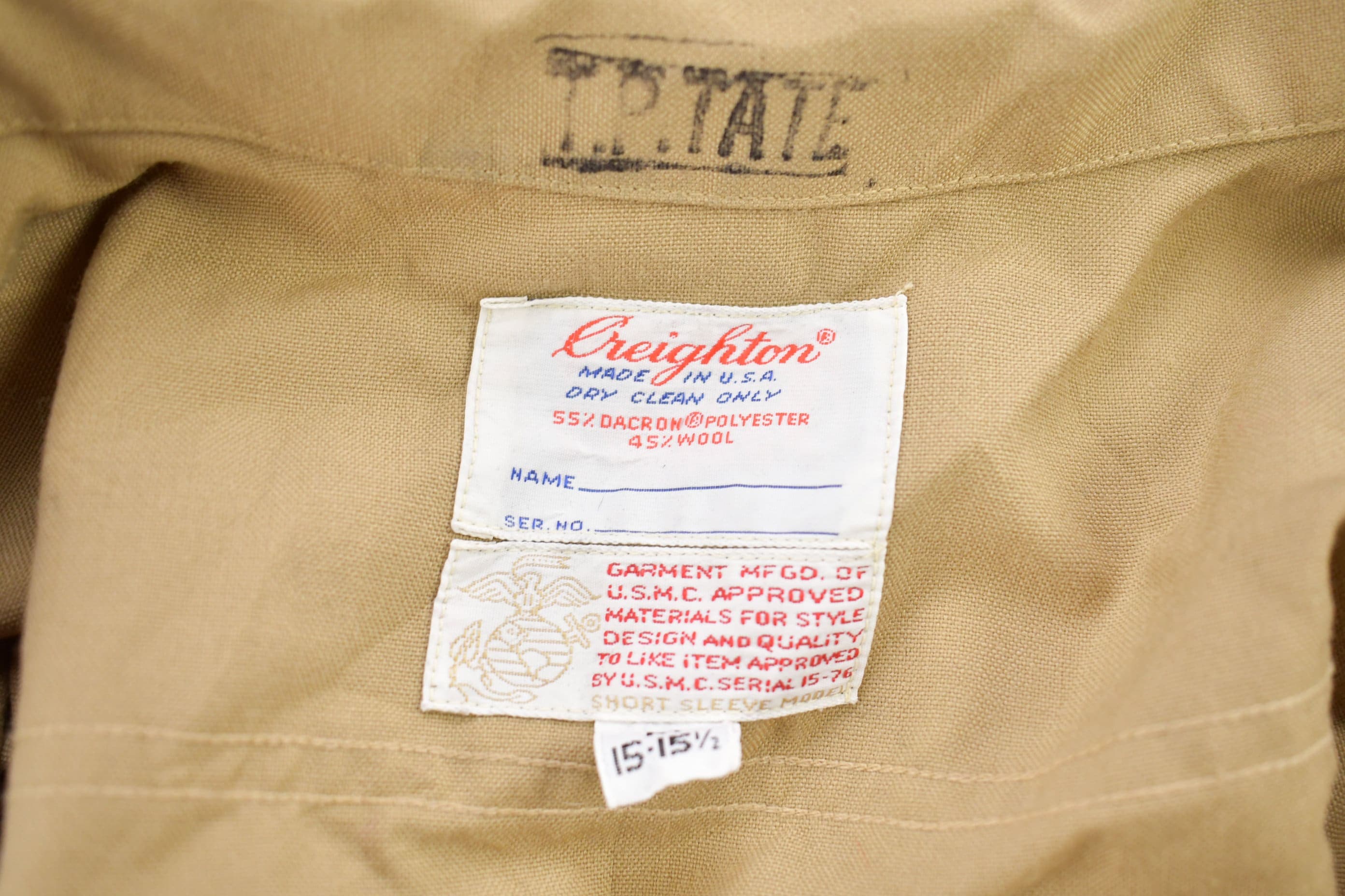 Vintage 1990s Blank Beige U.S.M.C. Military Button Up Shirt Men's MMen's Medium - Image 3