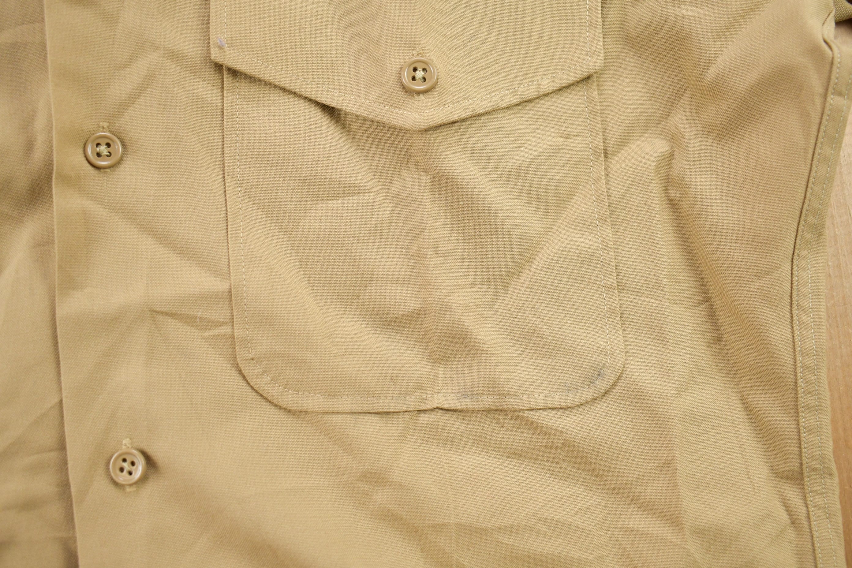 Vintage 1990s Blank Beige U.S.M.C. Military Button Up Shirt Men's MMen's Medium - Image 4