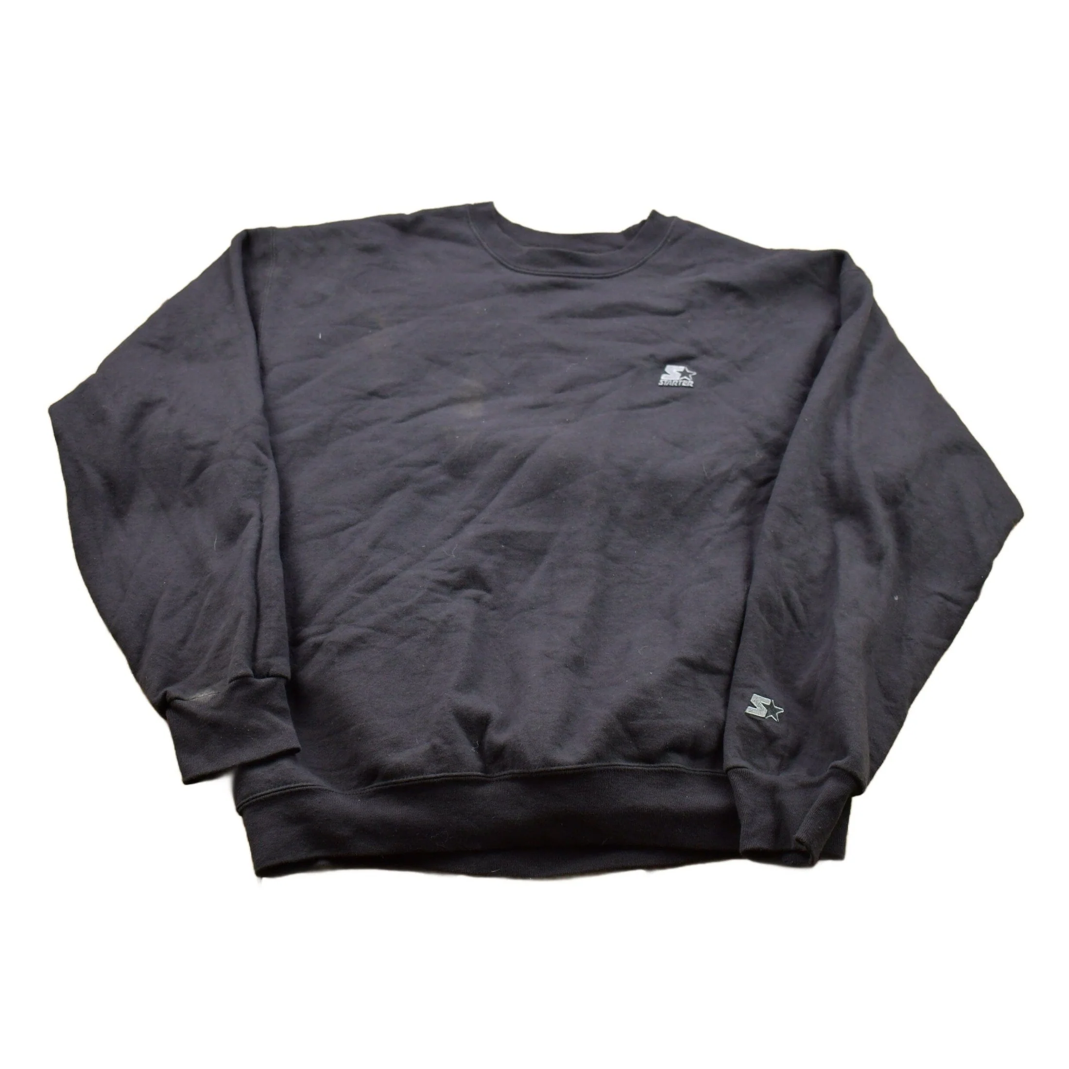 Vintage 1990s Blank Black Starter Crewneck SweatshirtMen's Medium