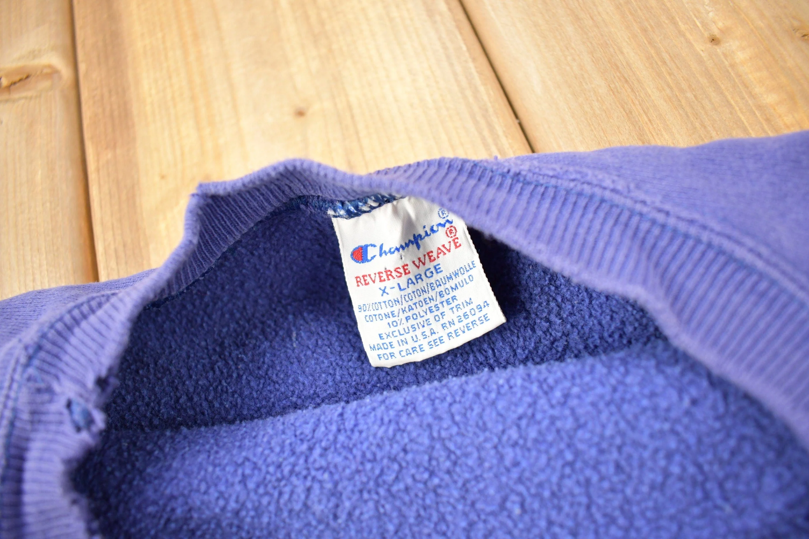 Vintage 1990s Blank Blue Champion Reverse Weave Crewneck Men's XL - Image 6
