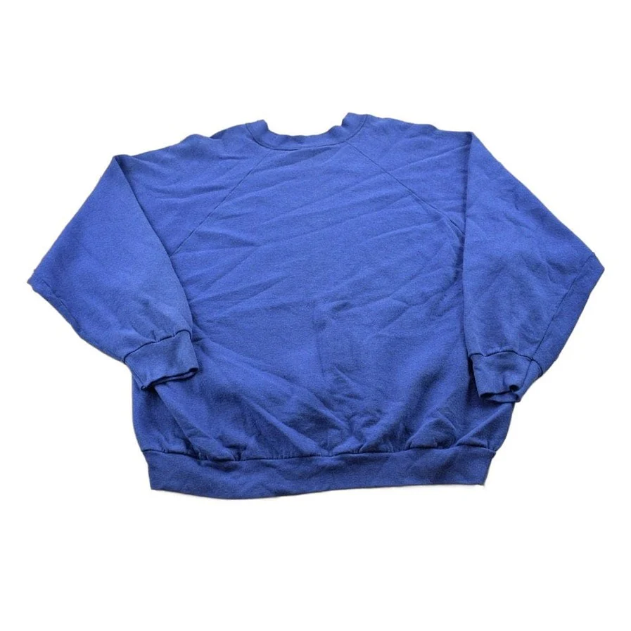 Vintage 1990s Blank Blue Crewneck Sweatshirt Men's Large - Image 2