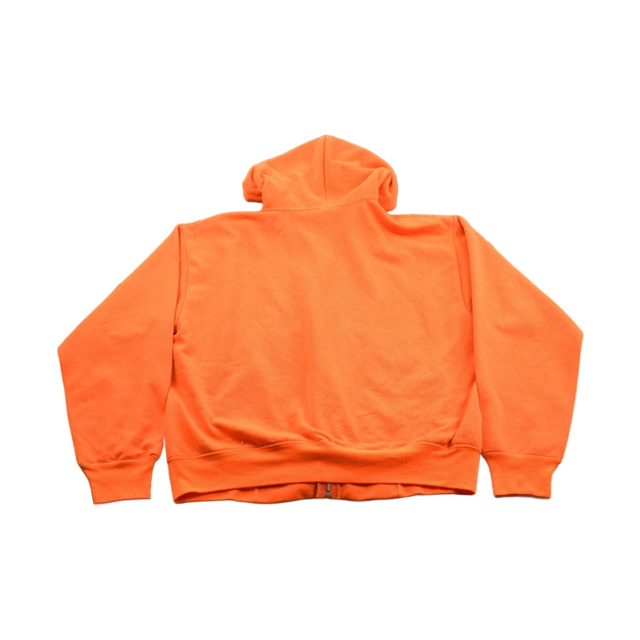 Vintage 1990s Blank Bright Orange Hoodie Men's Medium - Image 2