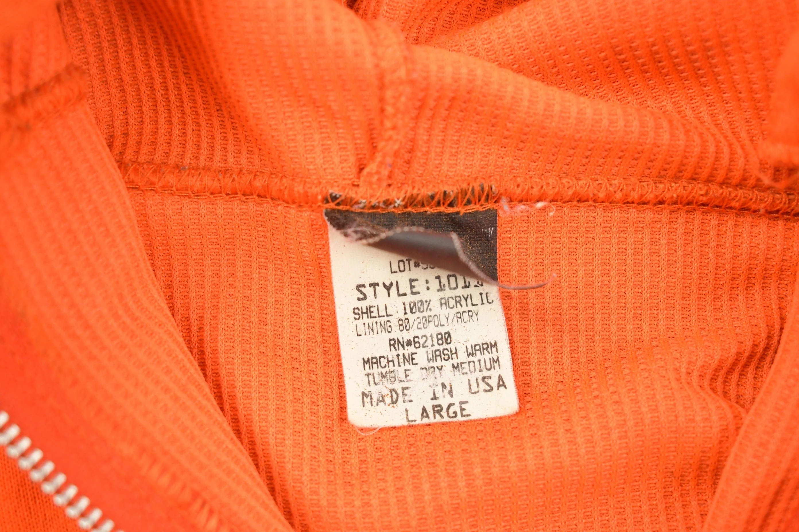 Vintage 1990s Blank Bright Orange Hoodie Men's Medium - Image 3