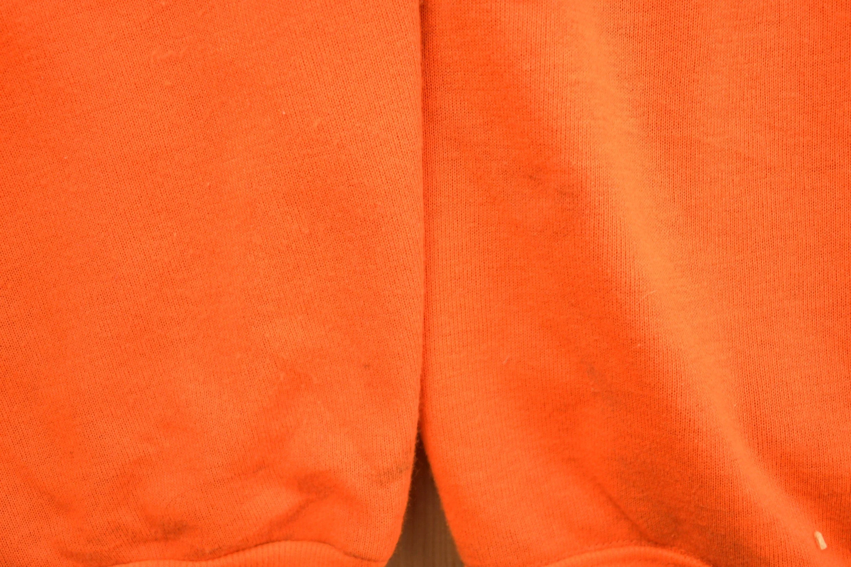 Vintage 1990s Blank Bright Orange Hoodie Men's Medium - Image 6