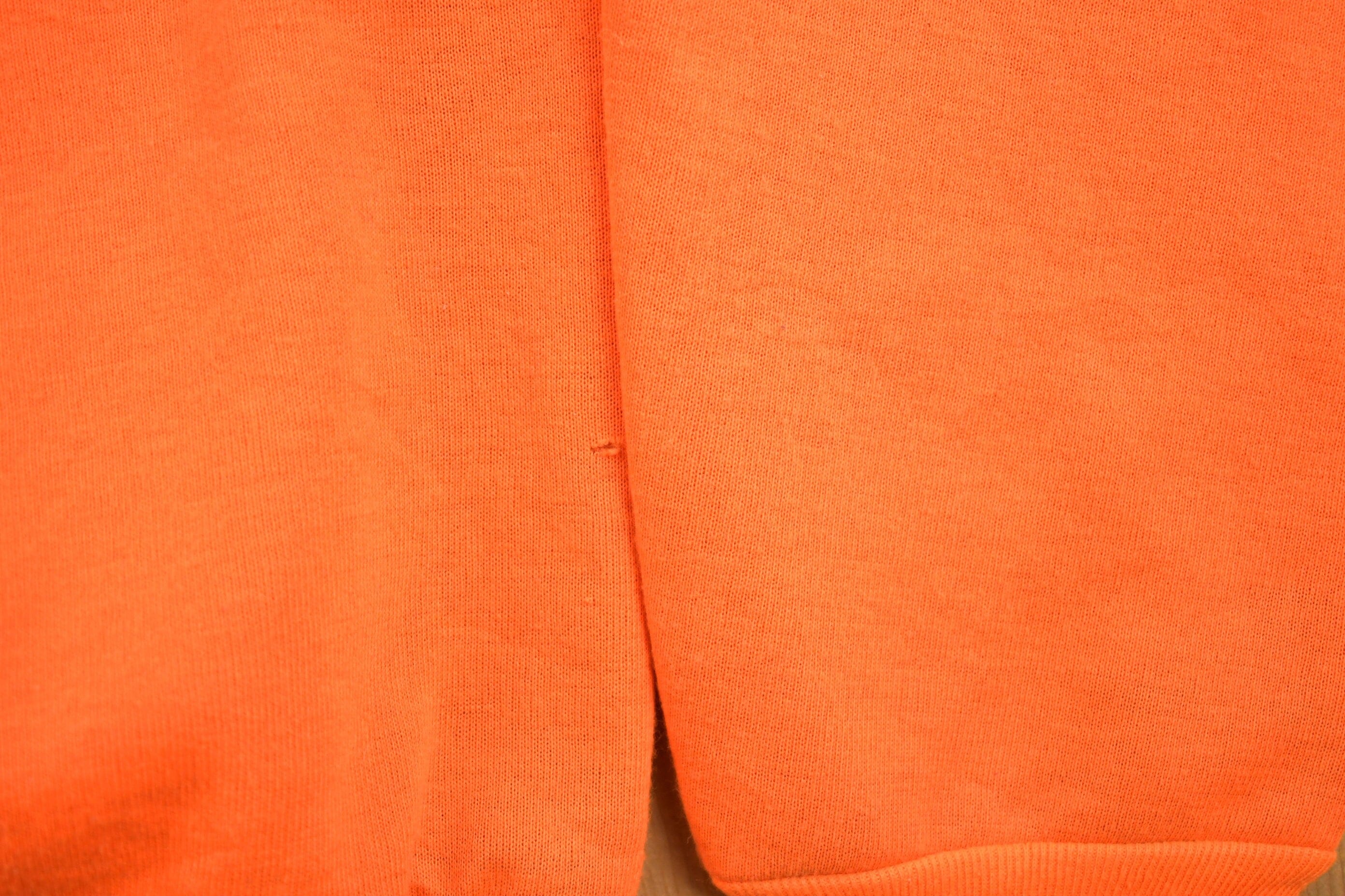 Vintage 1990s Blank Bright Orange Hoodie Men's Medium - Image 8