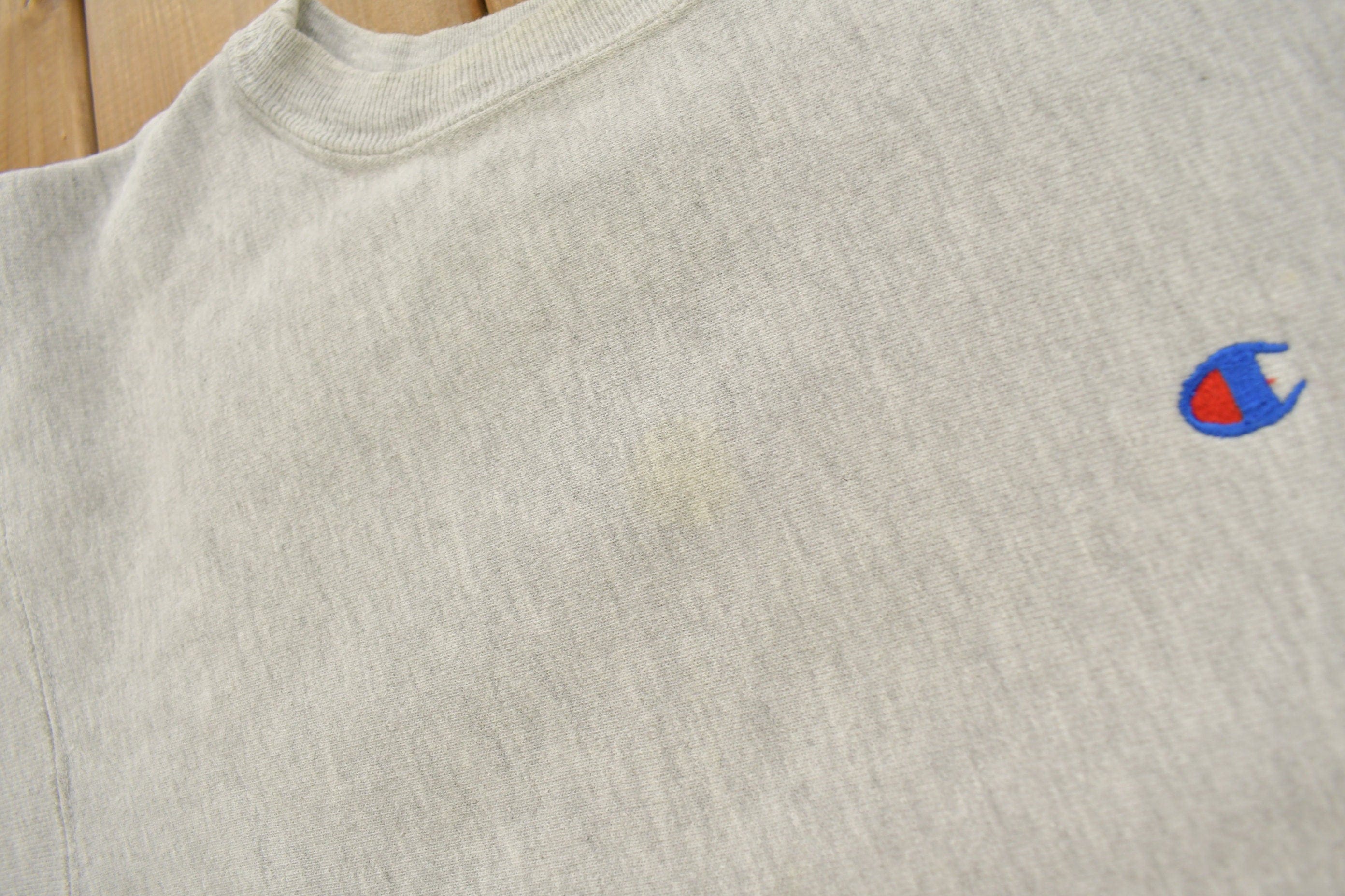 Vintage 1990s Blank Grey Champion Reverse Weave Crewneck - Image 4