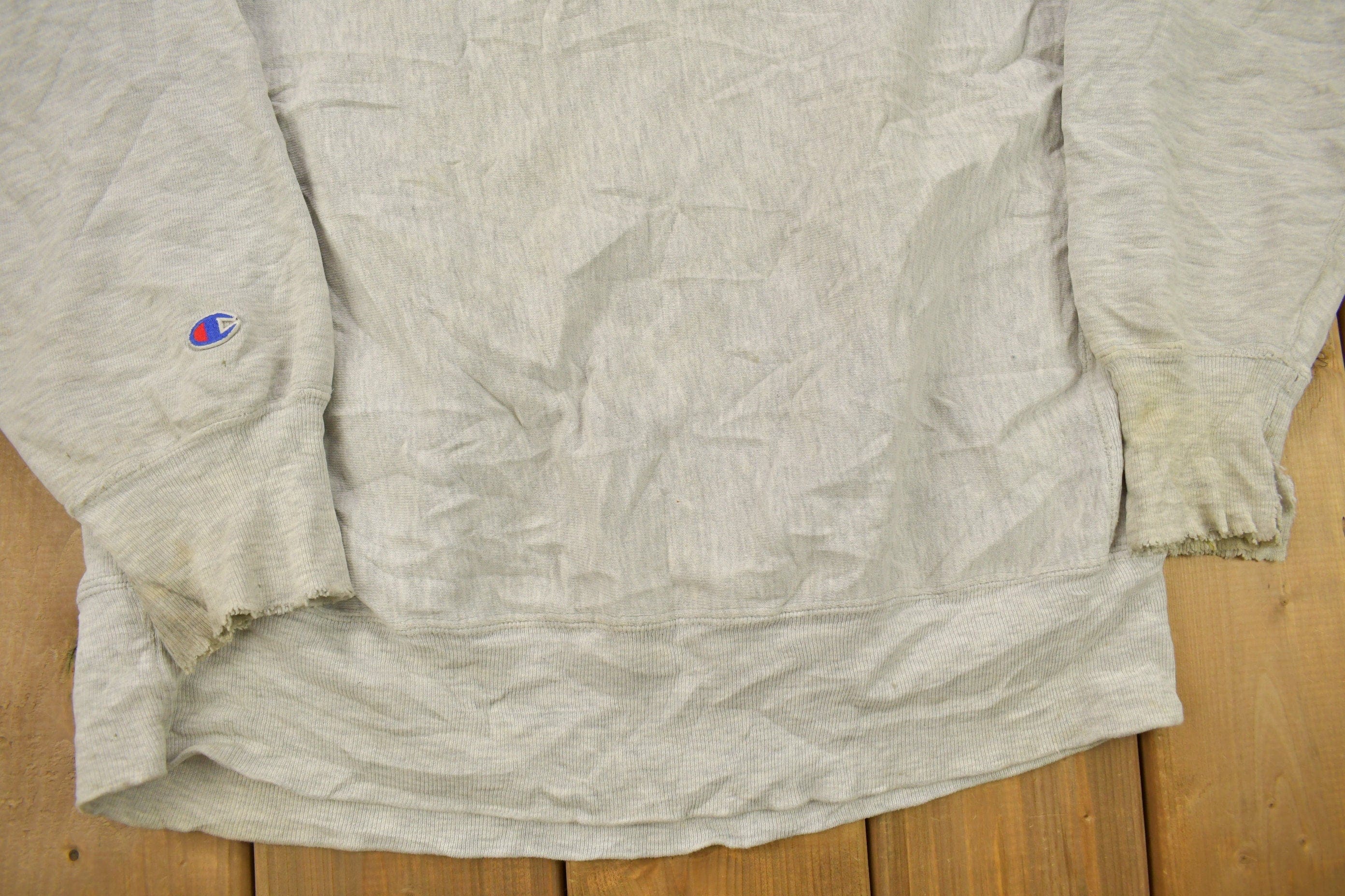 Vintage 1990s Blank Grey Champion Reverse Weave Crewneck Men's XL - Image 3