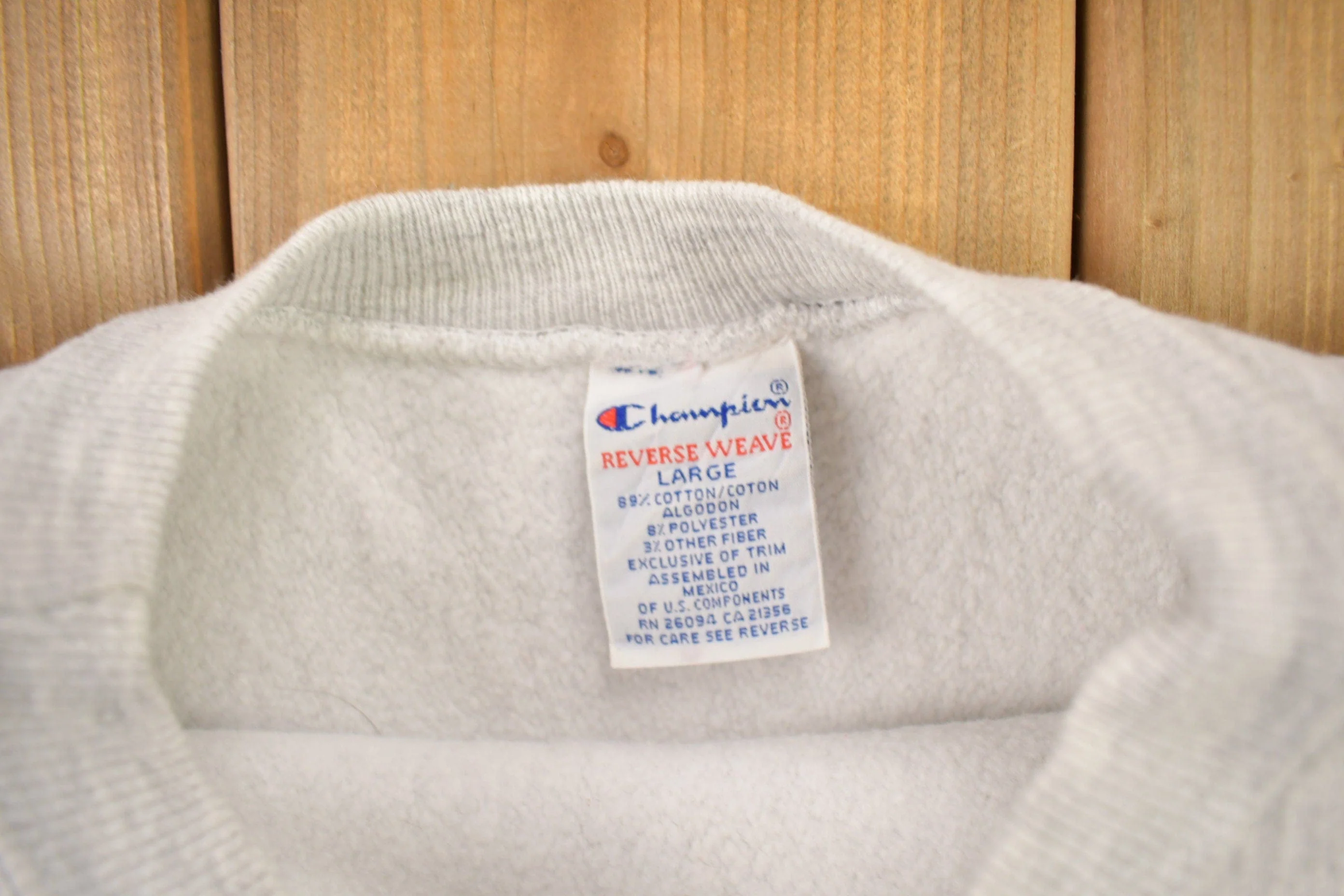 Vintage 1990s Blank Grey Champion Reverse Weave Crewneck Men's Large - Image 7
