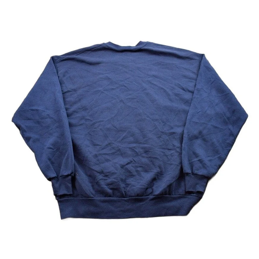 Vintage 1990s Blank Navy Blue Crewneck Sweatshirt - Image 2