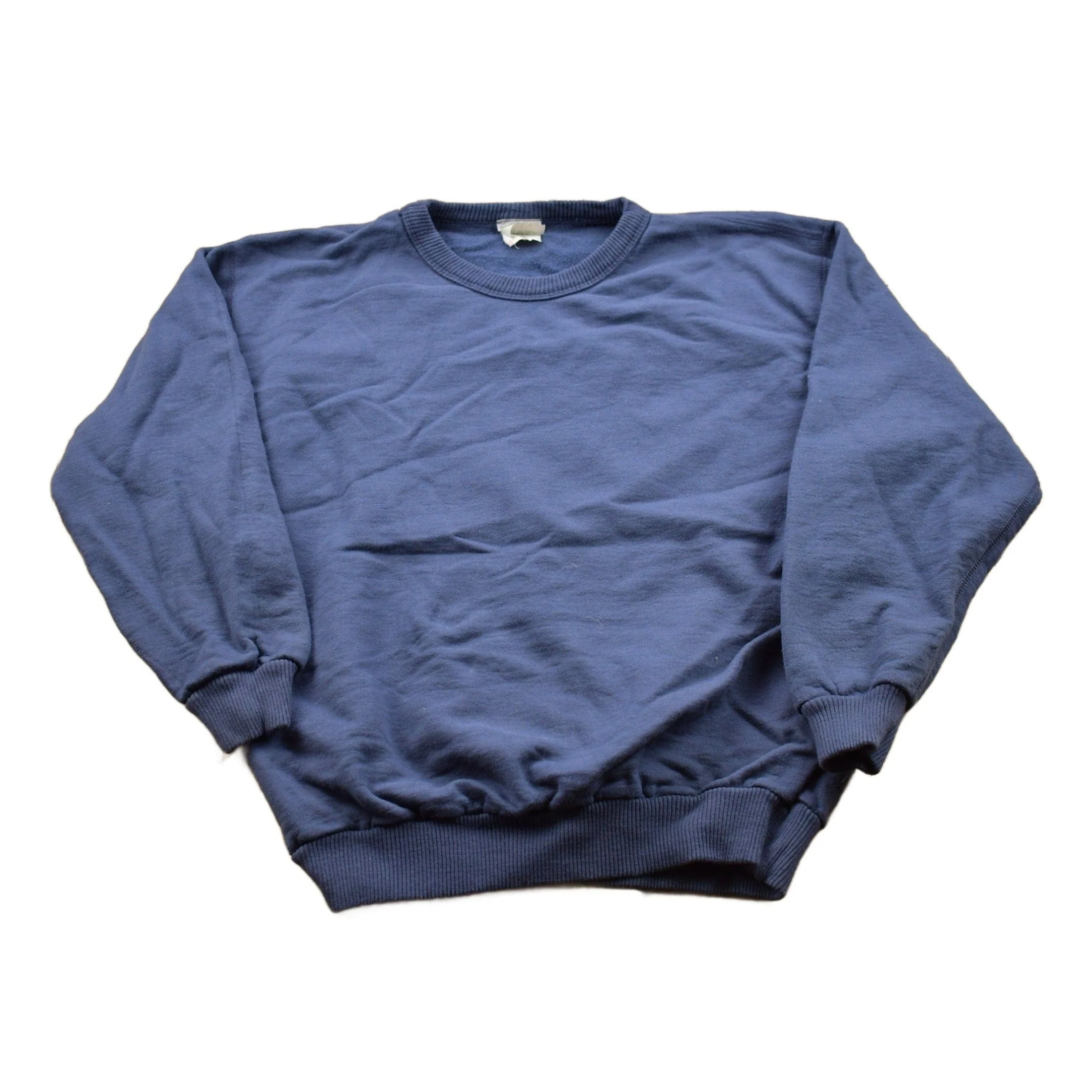 Vintage 1990s Blank Navy Blue Crewneck Sweatshirt Men's Small