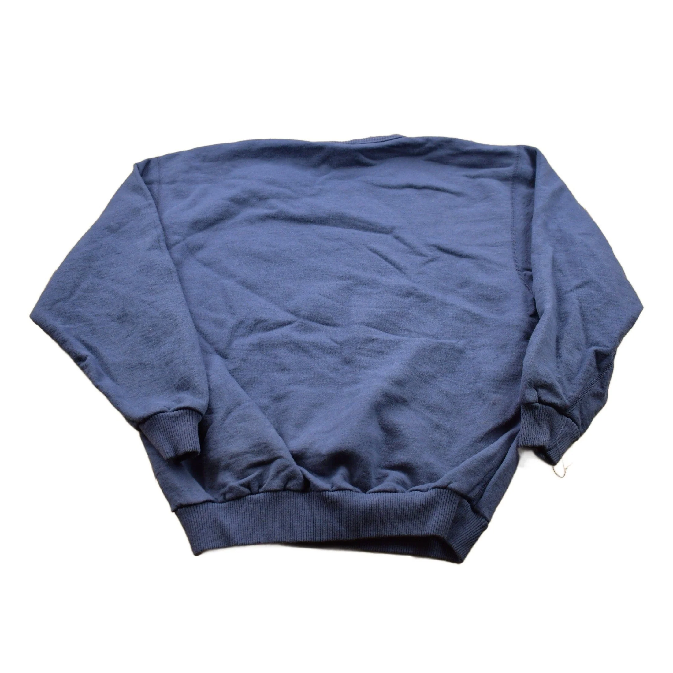 Vintage 1990s Blank Navy Blue Crewneck Sweatshirt Men's Small - Image 2