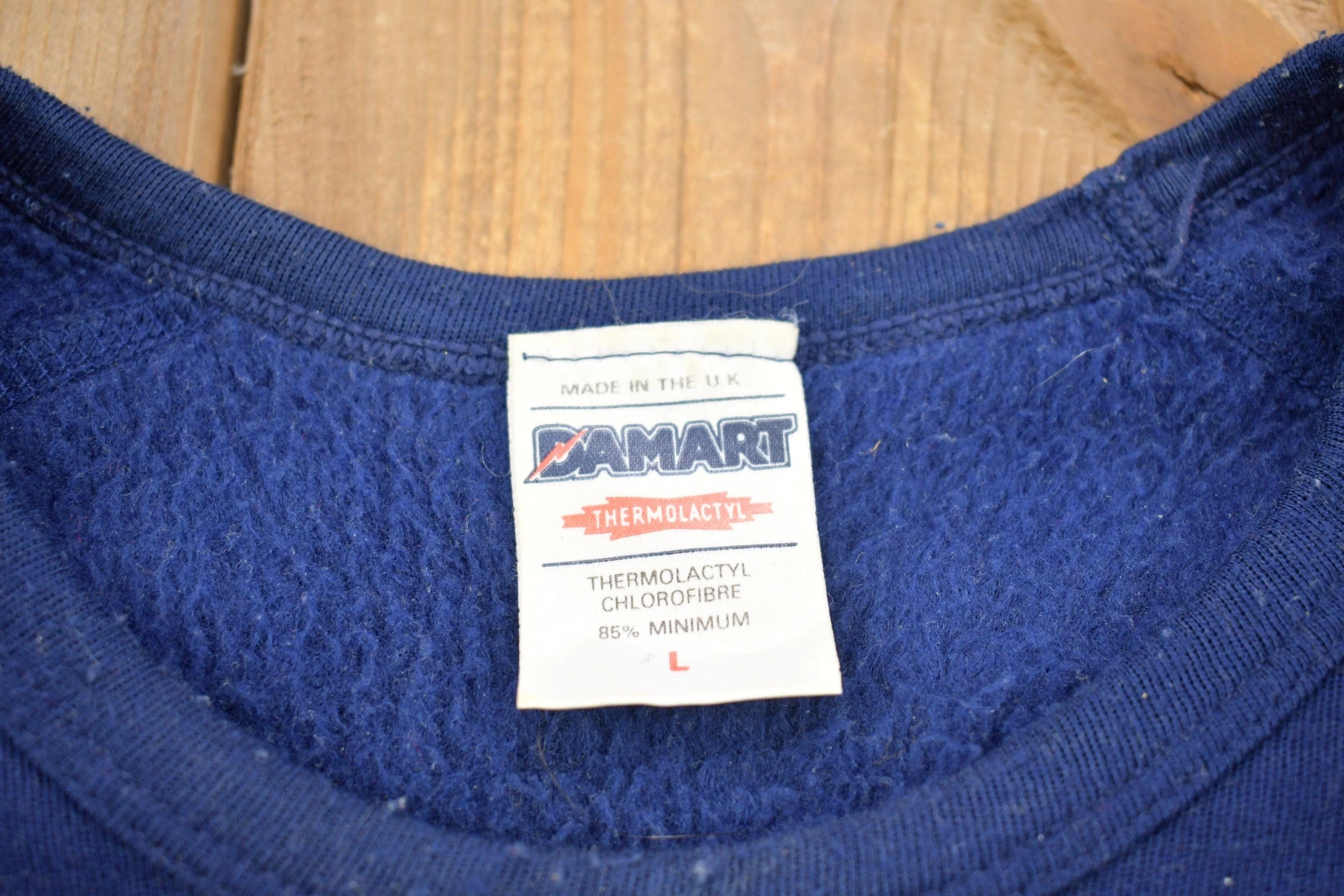 Vintage 1990s Blank Navy Blue Crewneck Sweatshirt Men's Small - Image 3