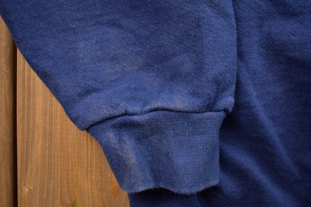 Vintage 1990s Blank Navy Blue Crewneck Sweatshirt Men's XL - Image 6