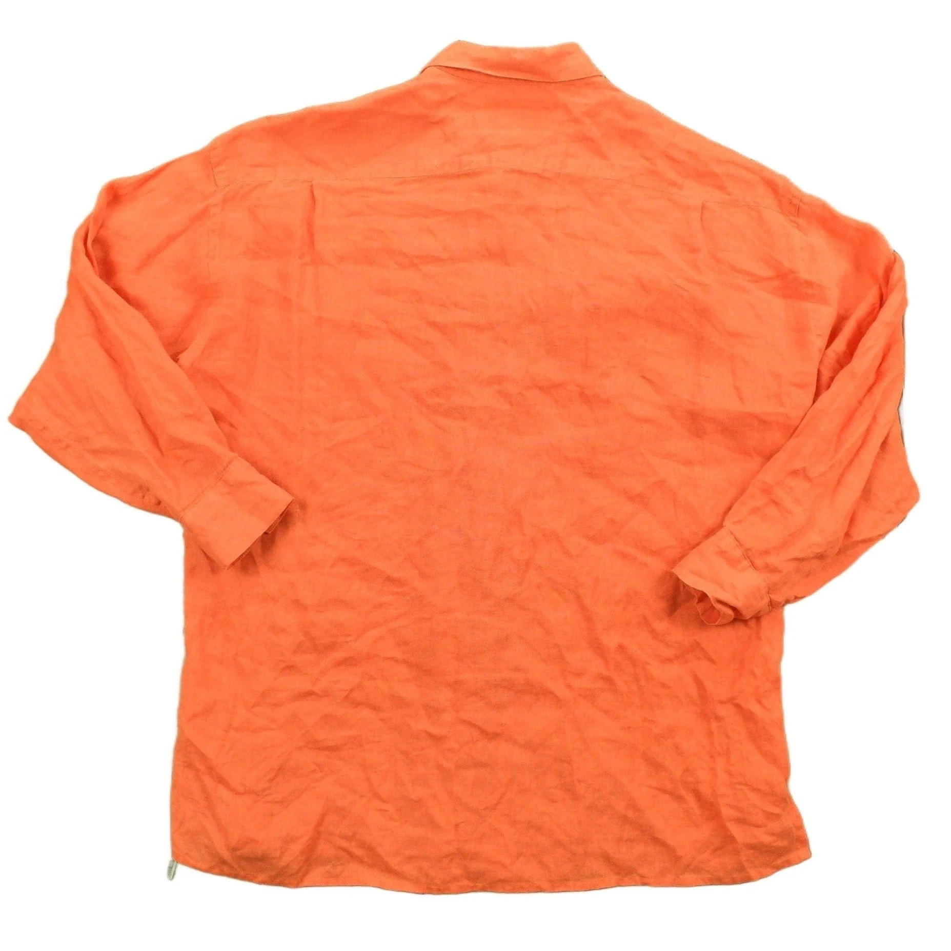 Vintage 1990s Blank Orange Button Up Shirt Women's Large - Image 2