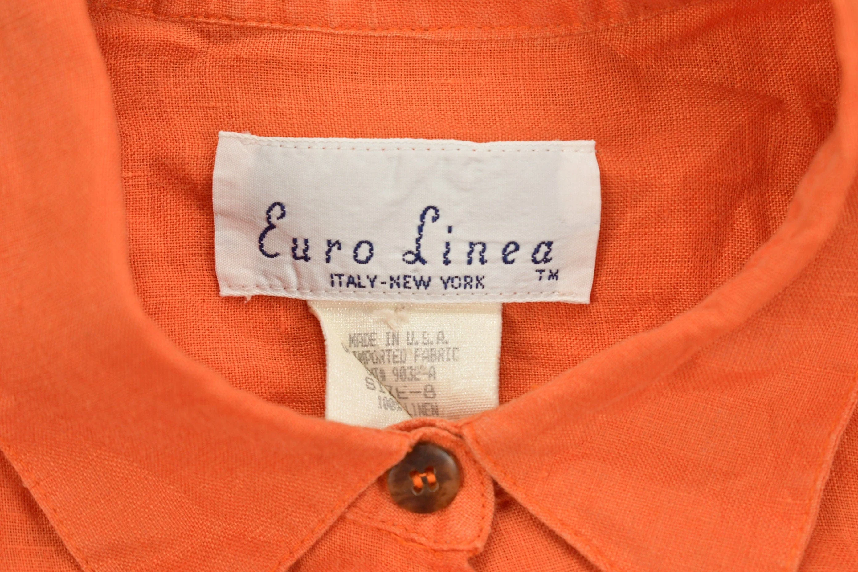 Vintage 1990s Blank Orange Button Up Shirt Women's Large - Image 5