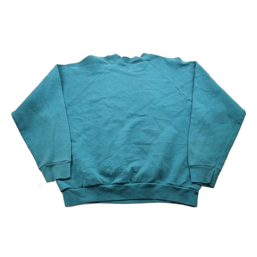 Vintage 1990s Blank Turquoise Crewneck Sweatshirt Women's L - Image 2