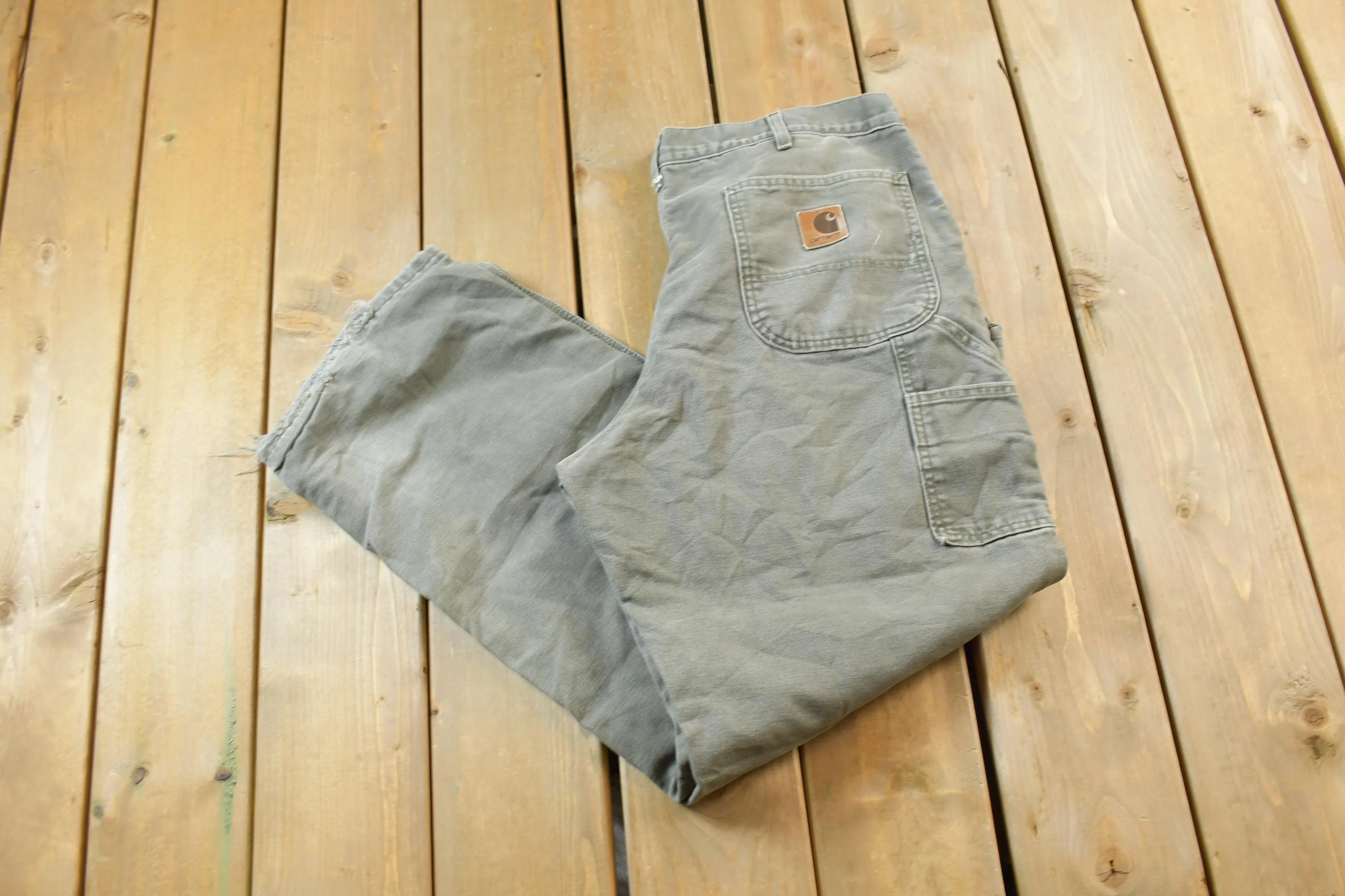 Vintage 1990s Blanket Lined Carhartt Carpenter Pants Men's 28 x 30 - Image 3