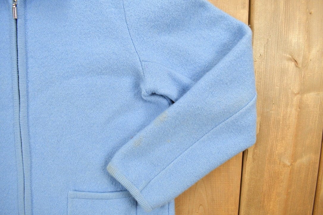 Vintage 1990s Blue Women's Zip Up Knit Light Sweater Jacket Women's Small - Image 3