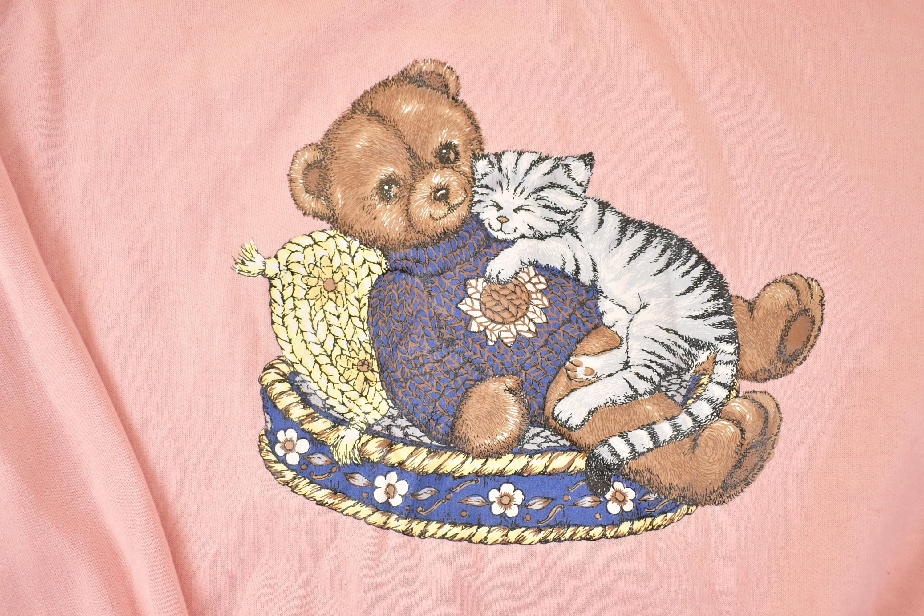 Vintage 1990s Bobbie Brooks Cute Teddy Bear Double Collar Crewneck Sweatshirt Women's XL - Image 3
