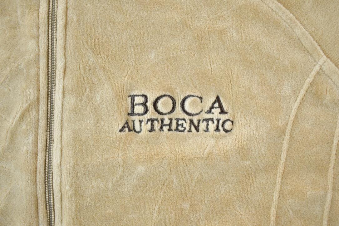Vintage 1990s Boca Authentic Velour Souvenir Full Zip Crewneck Sweatshirt Made In USA Men's Large - Image 4