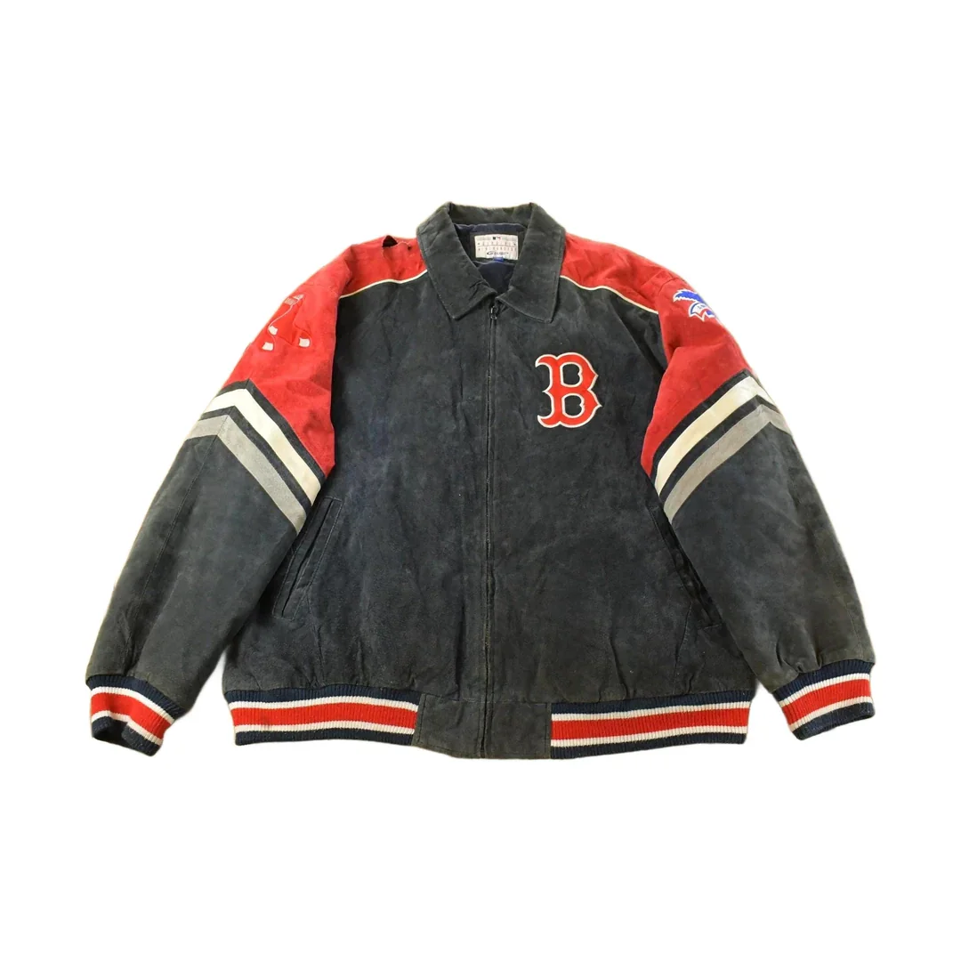 Vintage 1990s Boston Red Sox MLB Leather Suede Jacket Men's 2XL