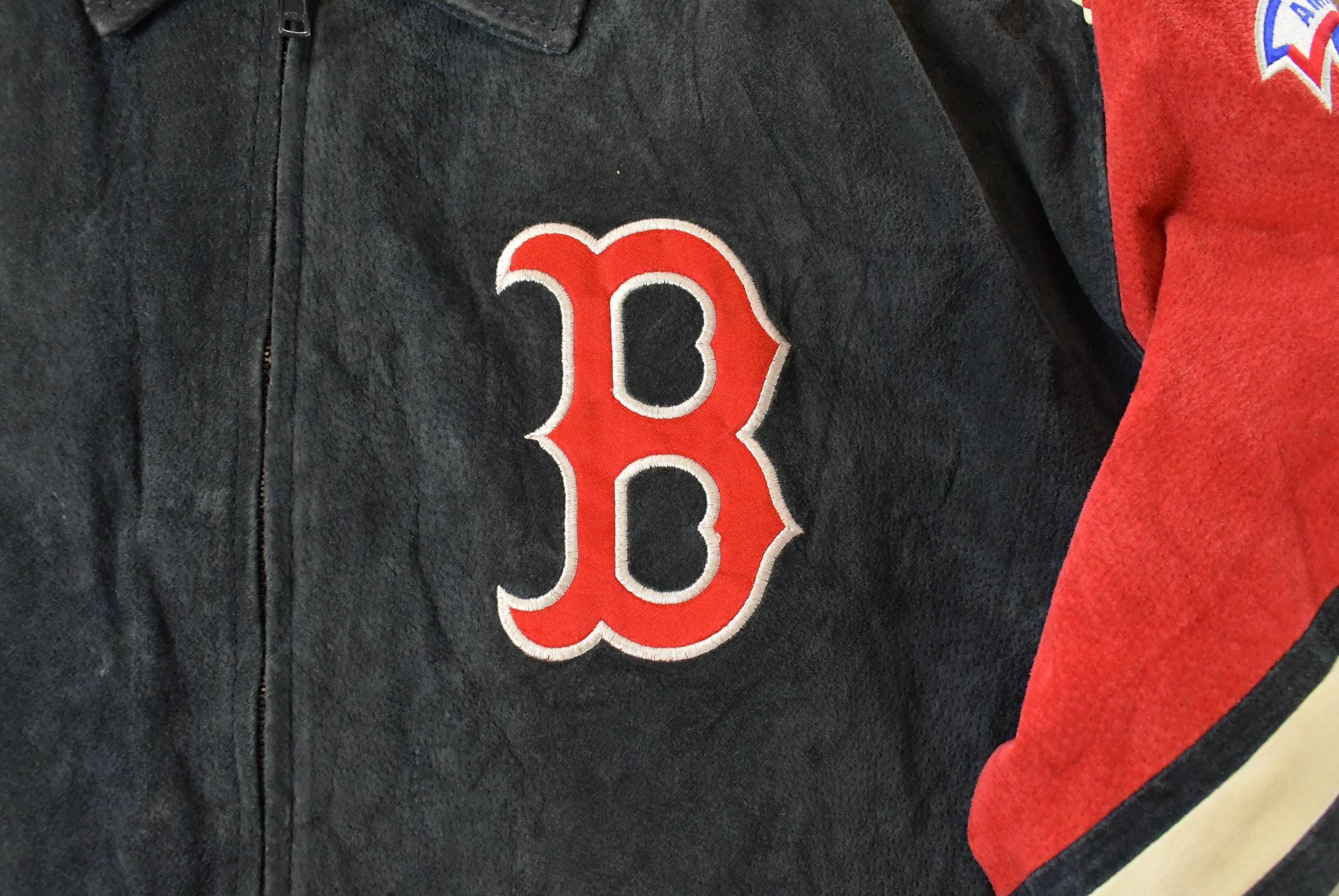 Vintage 1990s Boston Red Sox MLB Leather Suede Jacket Men's 2XL - Image 3