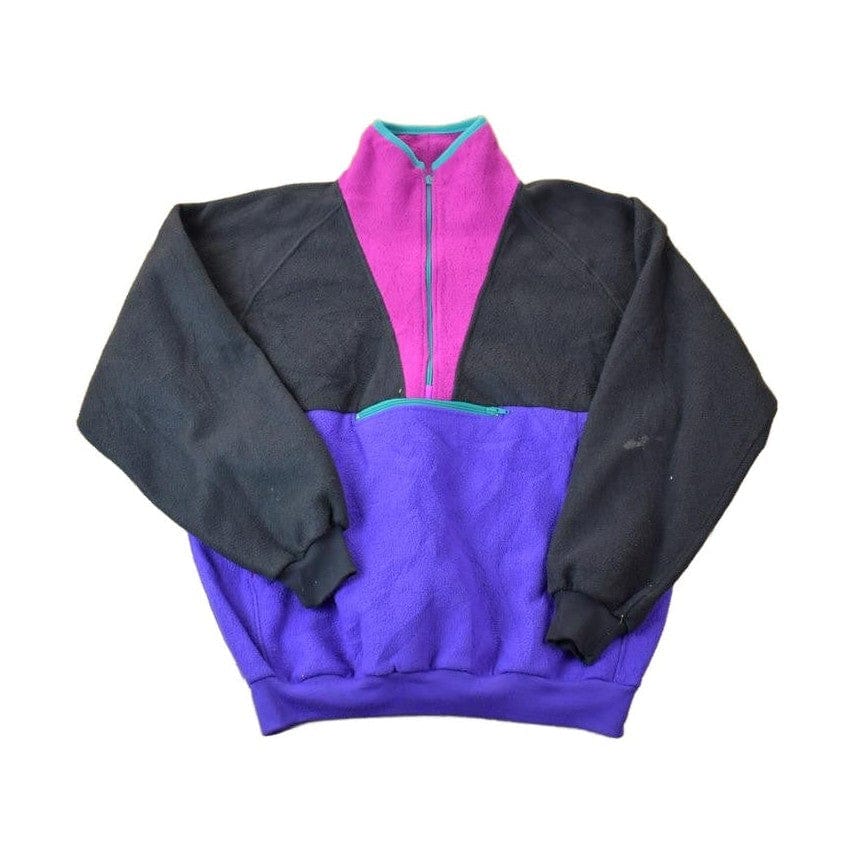 Vintage 1990s Boulevard Club By Block Fleece Quarter Zip Neon Sweater Women's XL