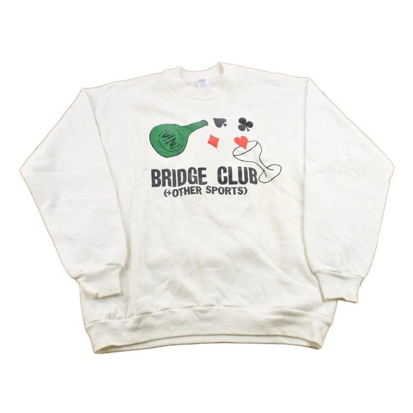 Vintage 1990s Bridge Club Crewneck SweatshirtMen's Medium