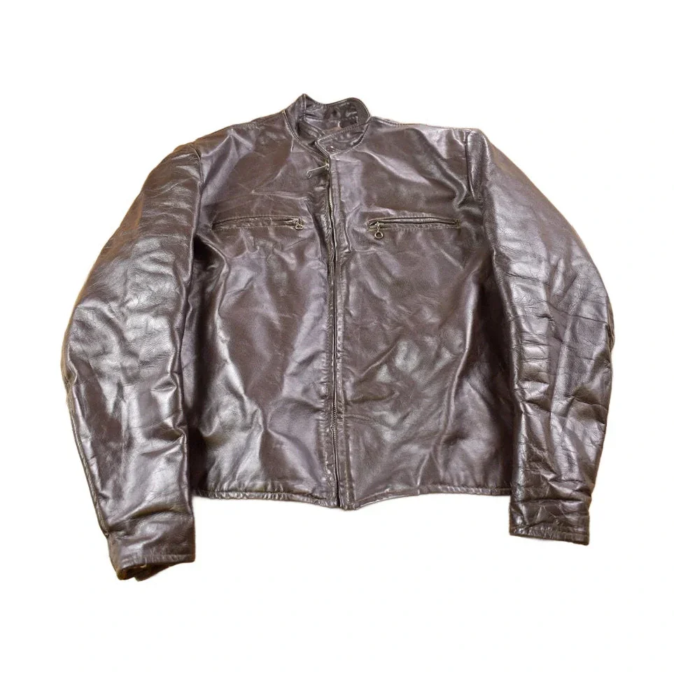 Vintage 1990s Brown Leather Jacket Men's Small