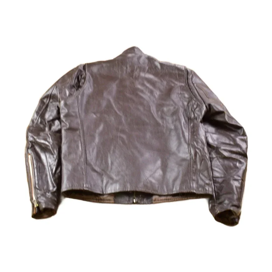 Vintage 1990s Brown Leather Jacket Men's Small - Image 2