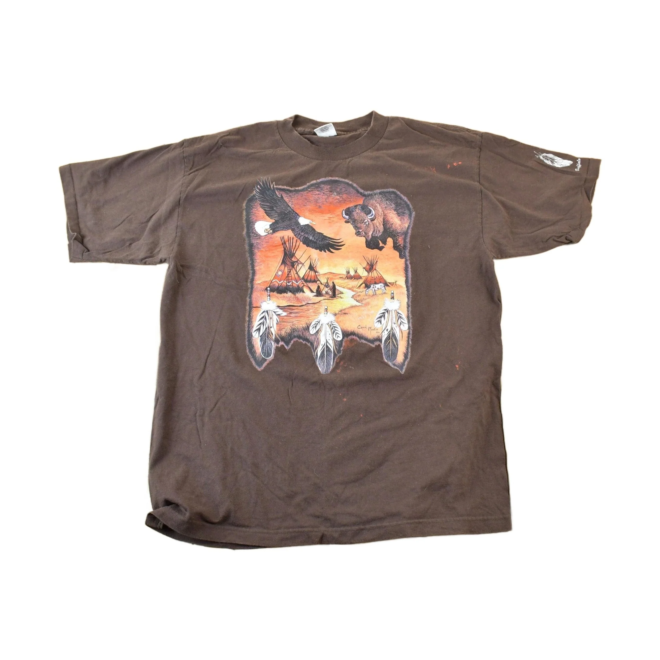 Vintage 1990s Buffalo Ranch Aztec Graphic T-Shirt Men's XL