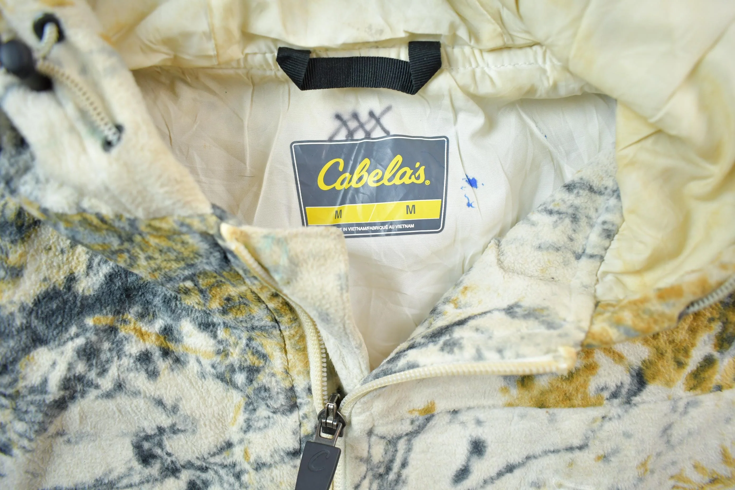 Vintage 1990s Cabela's Camo Fleece Hoodie Sweater Men's Medium - Image 5
